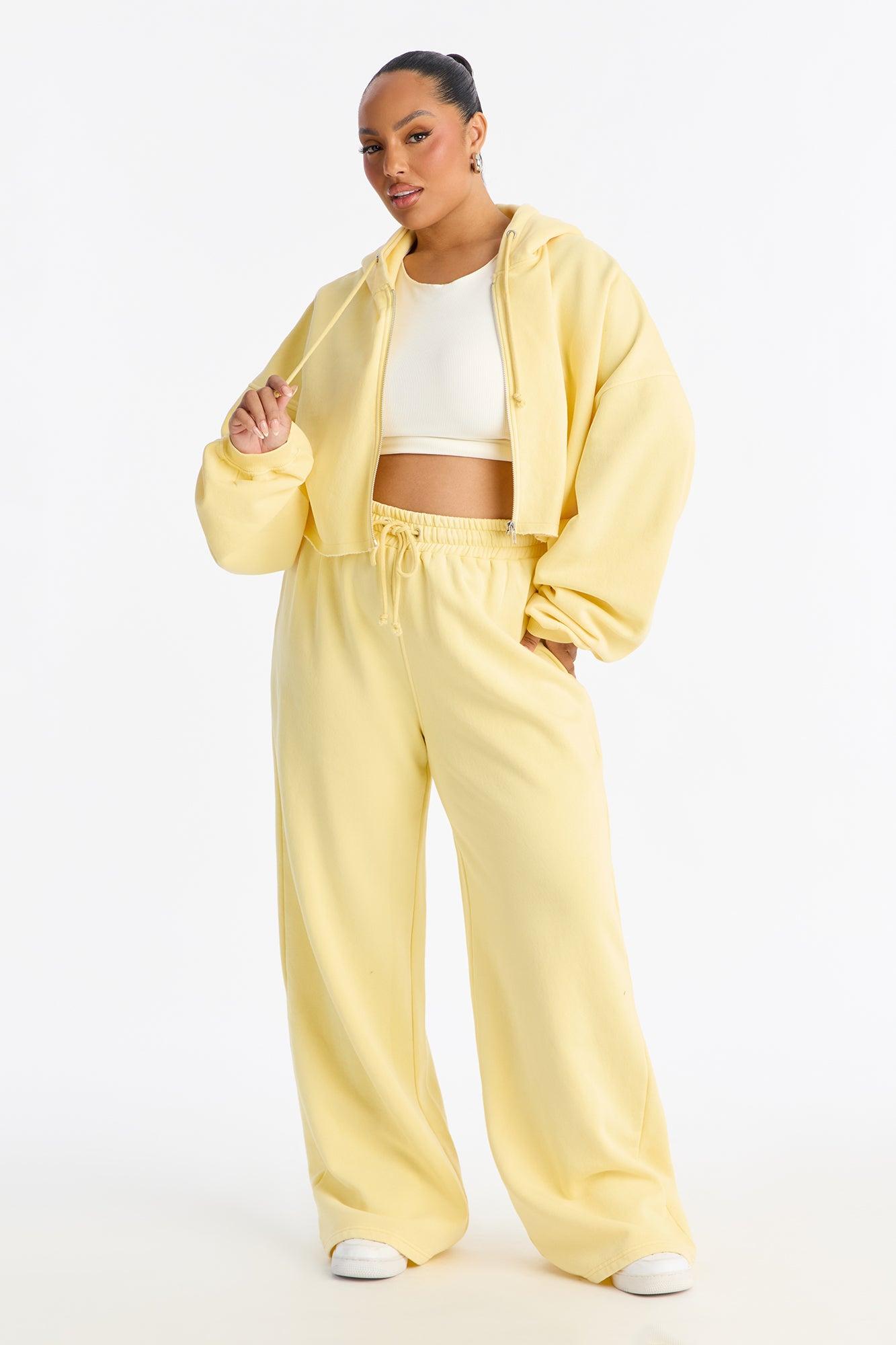 On The Go Fleece Pant Set - Yellow Female Product Image