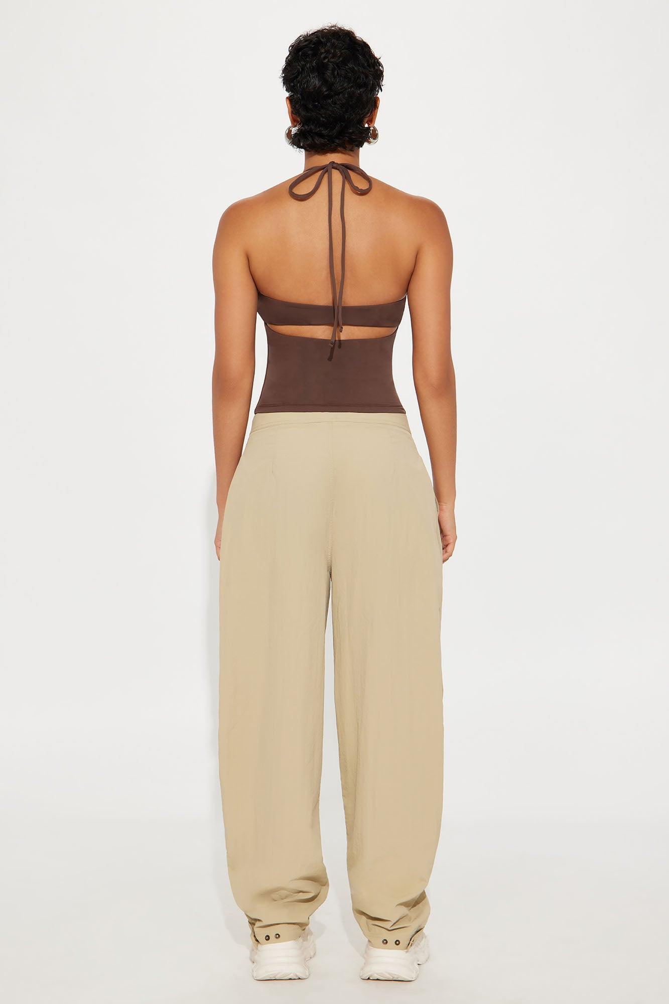 Second Skin Double Lined Cut Out Halter Top - Chocolate Female Product Image