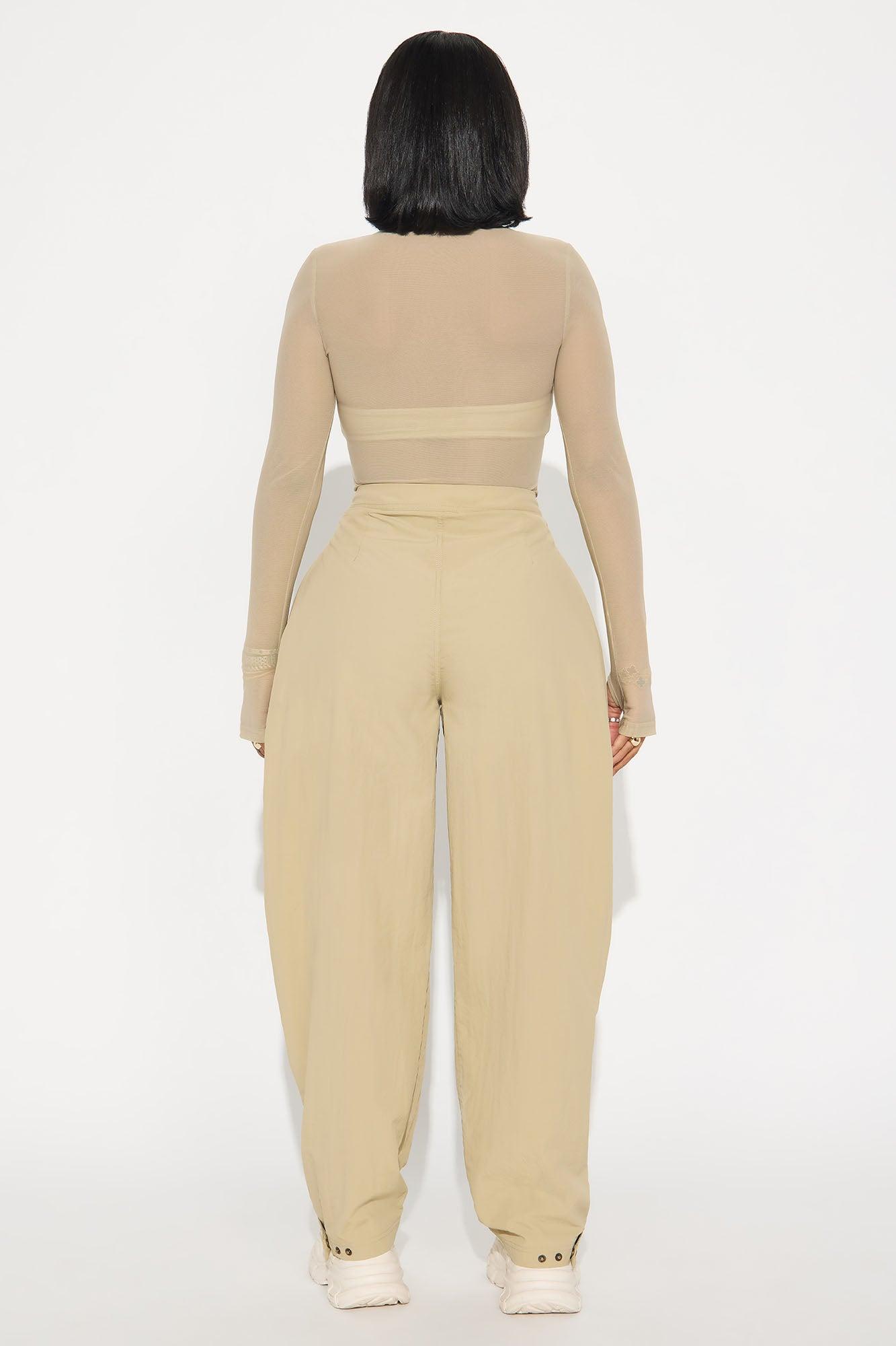 Power Mesh Mock Neck Long Sleeve Top - Stone Female Product Image