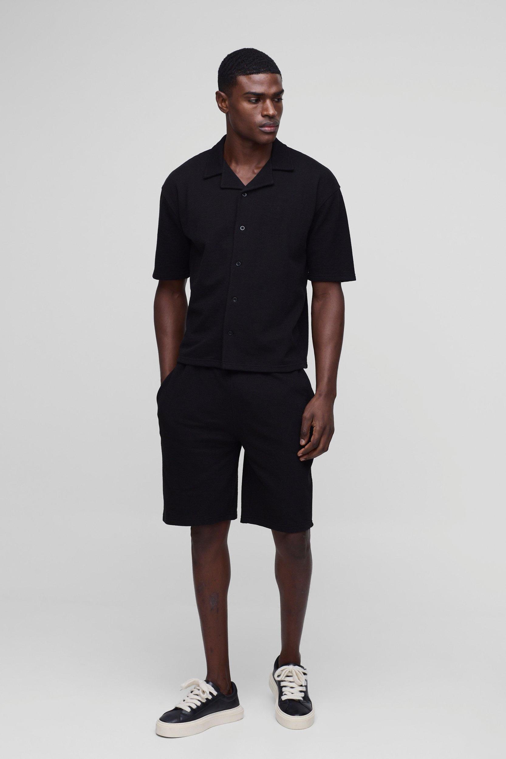 Jumbo Pique Boxy Shirt & Short Set | boohooMAN USA Product Image