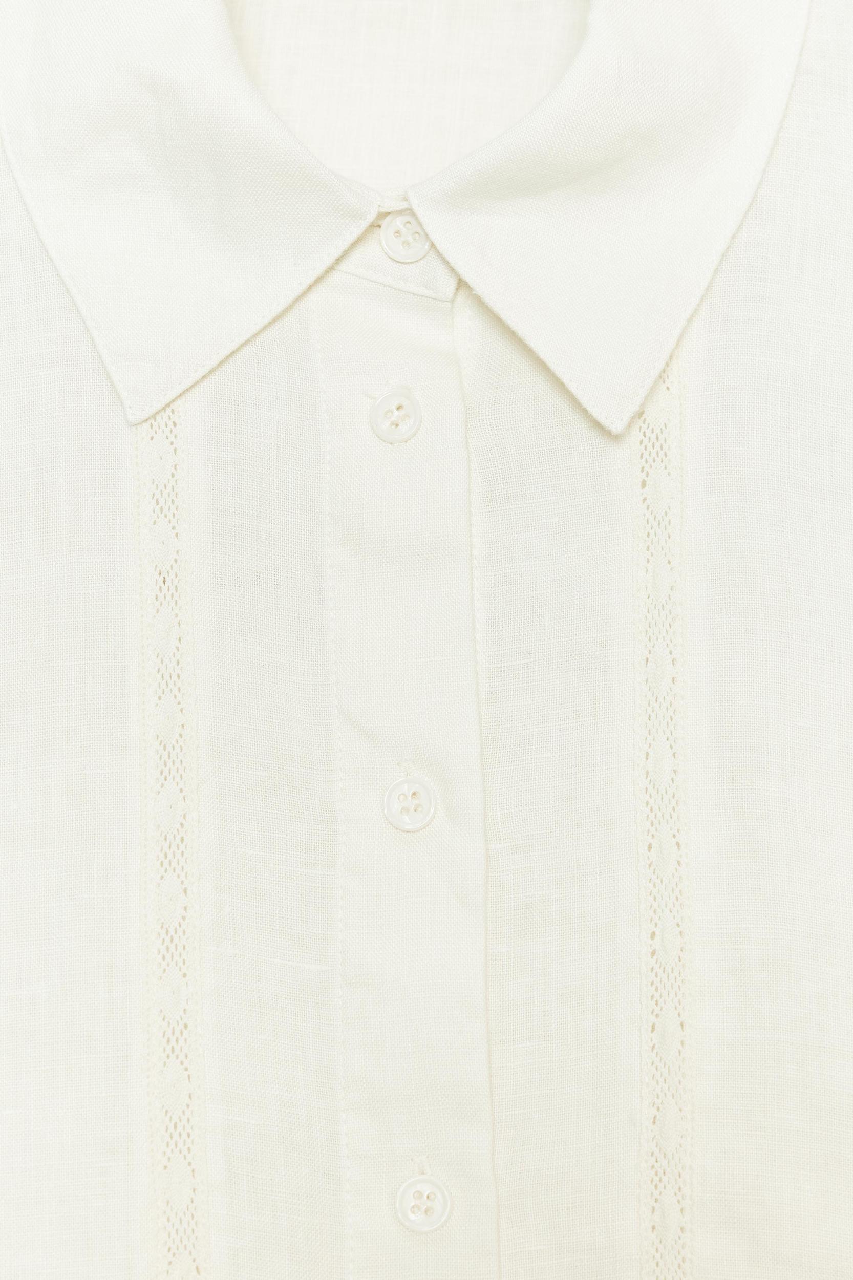 100% LINEN LACE TRIM SHIRT ZW COLLECTION Product Image
