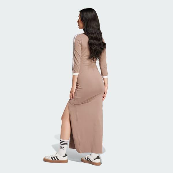 adidas Adicolor Classics 3-Stripes Maxi Dress Trace Brown XS Womens Product Image