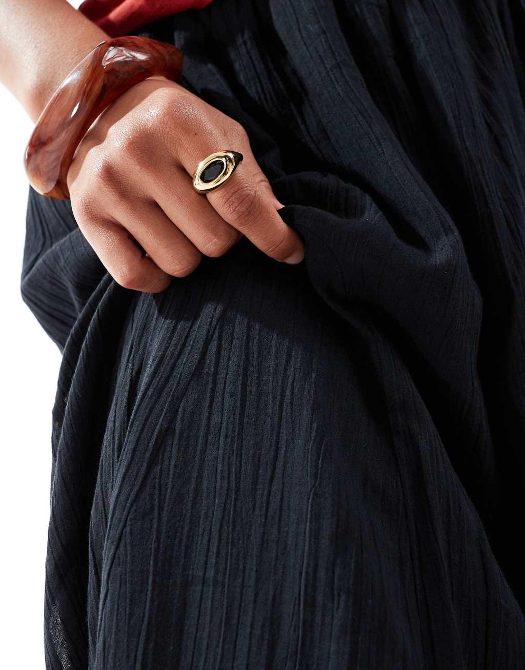 ASOS DESIGN cotton godet maxi skirt in black Product Image