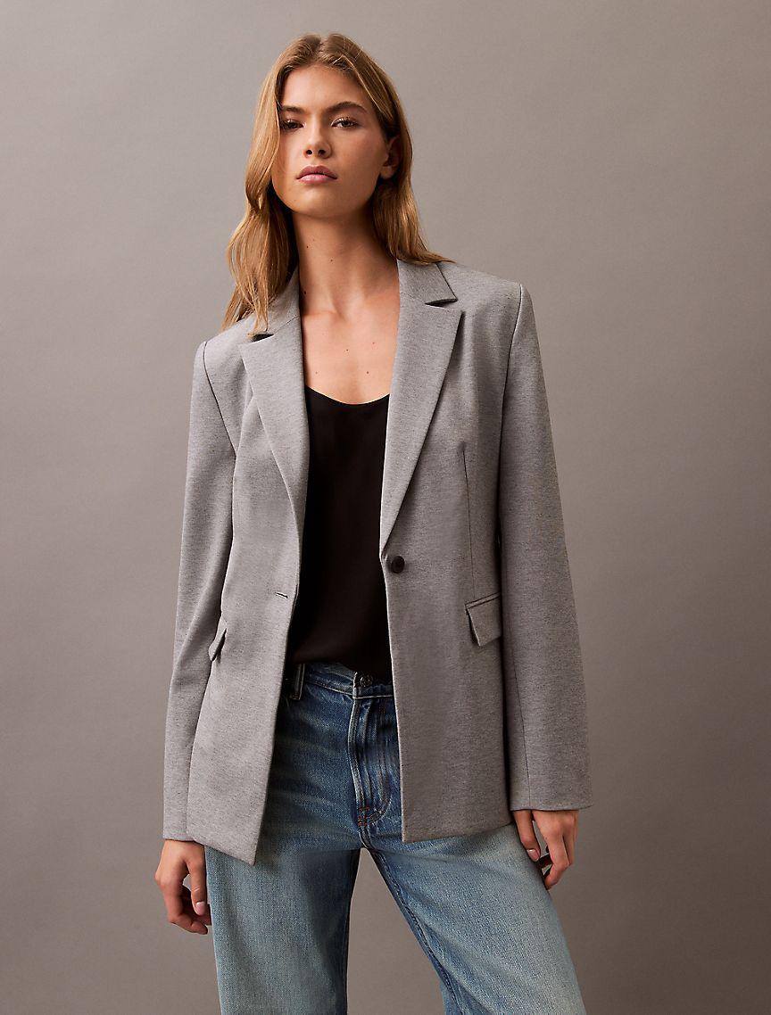 Calvin Klein Womens Ponte Blazer - Grey Product Image