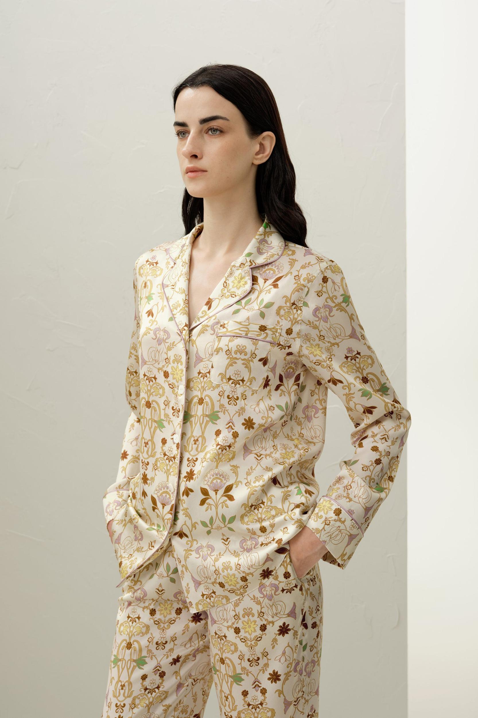 Capricorn Zodiac Classic Silk Pajama Set Product Image