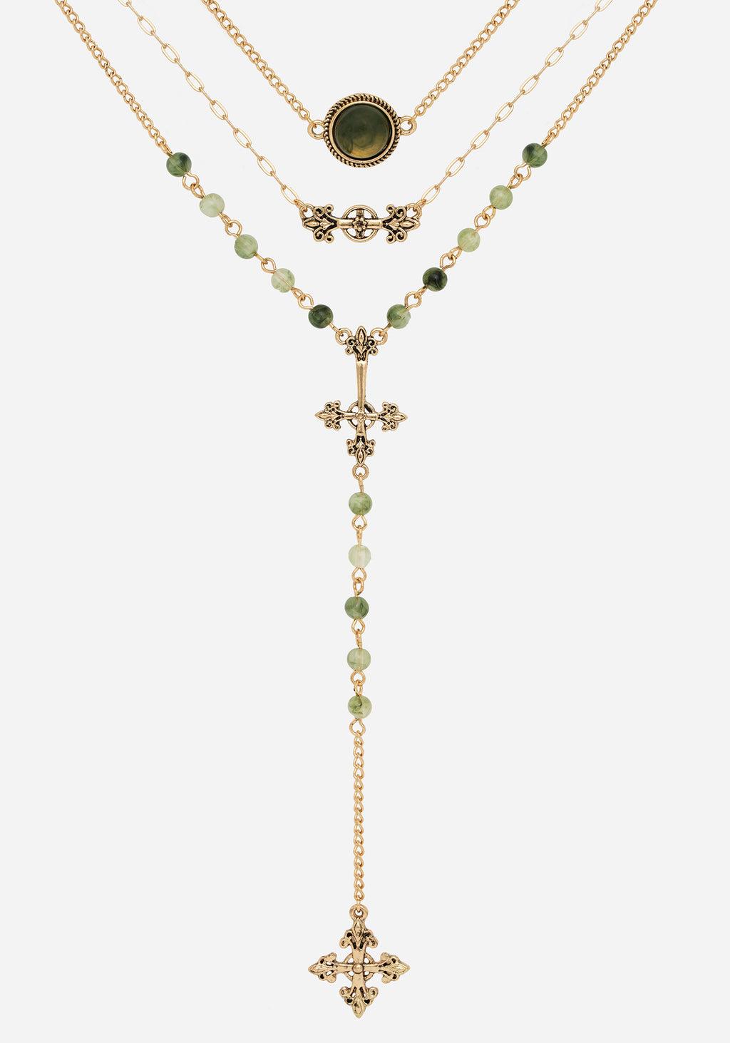 Viridity Layered Gem Multichain Necklace Product Image