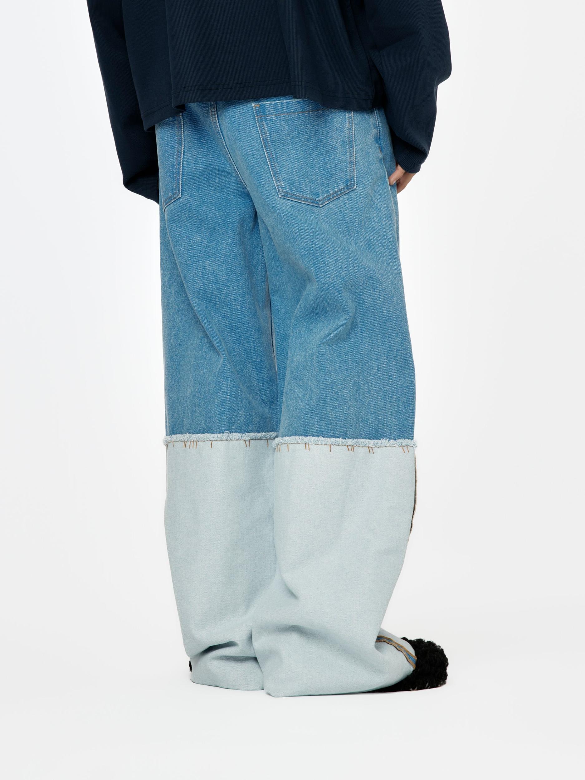 Bleach Coated Organic Denim Mega Trousers (Cobalt) Product Image