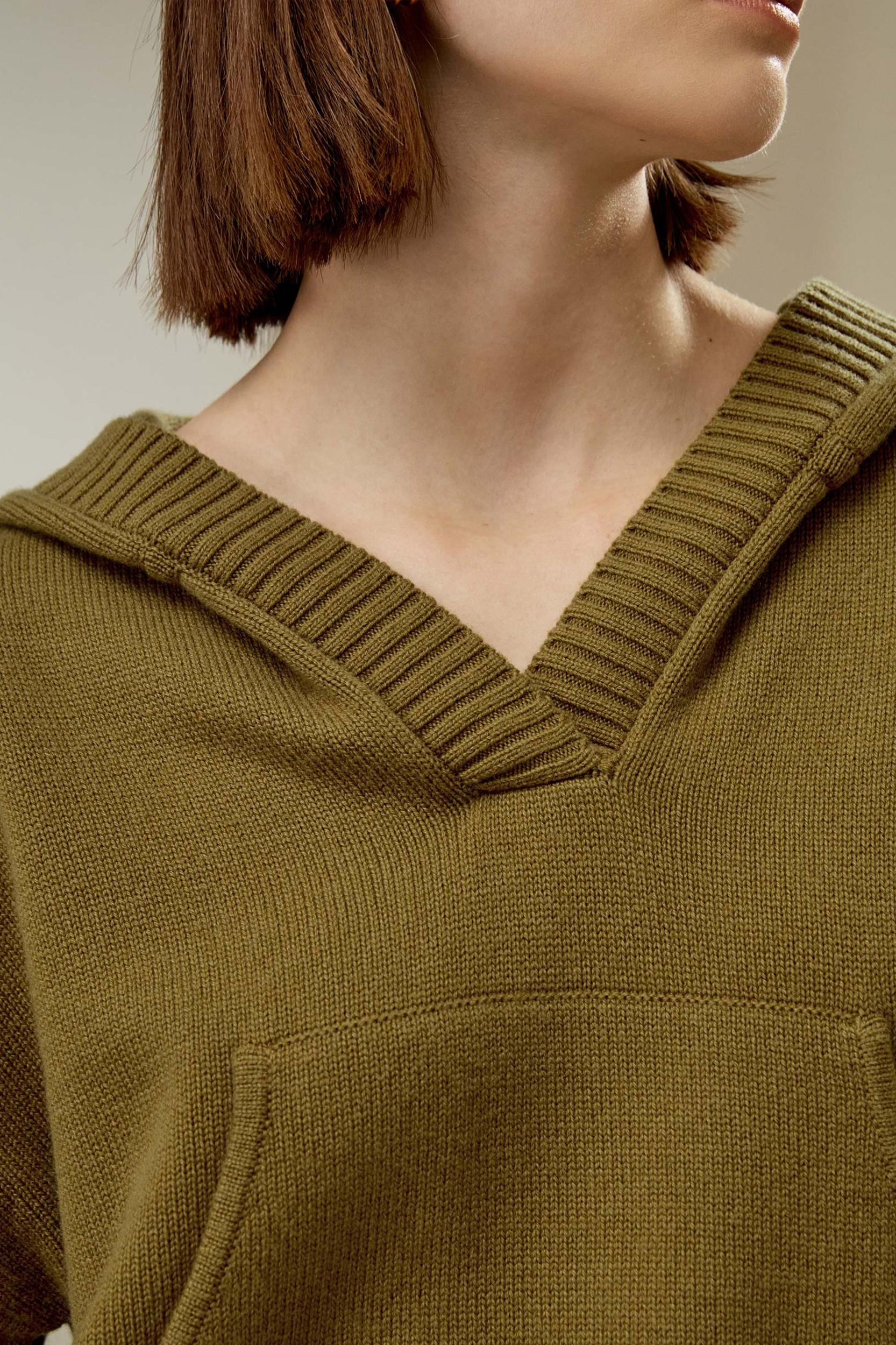 LILYSILK Hooded Cashmere Sweater - for Women - Green Wool Cashmere - Timeless Loose Fit Sweater S Product Image