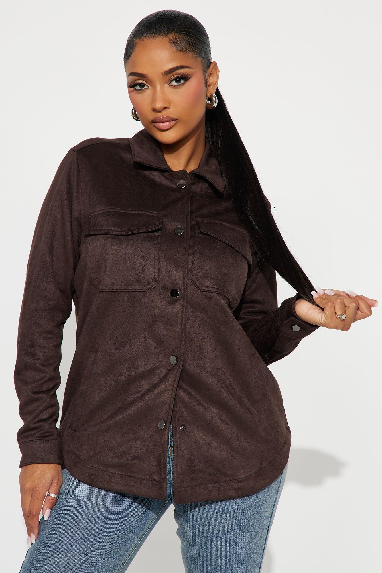 Sienna Faux Suede Shacket - Chocolate Product Image