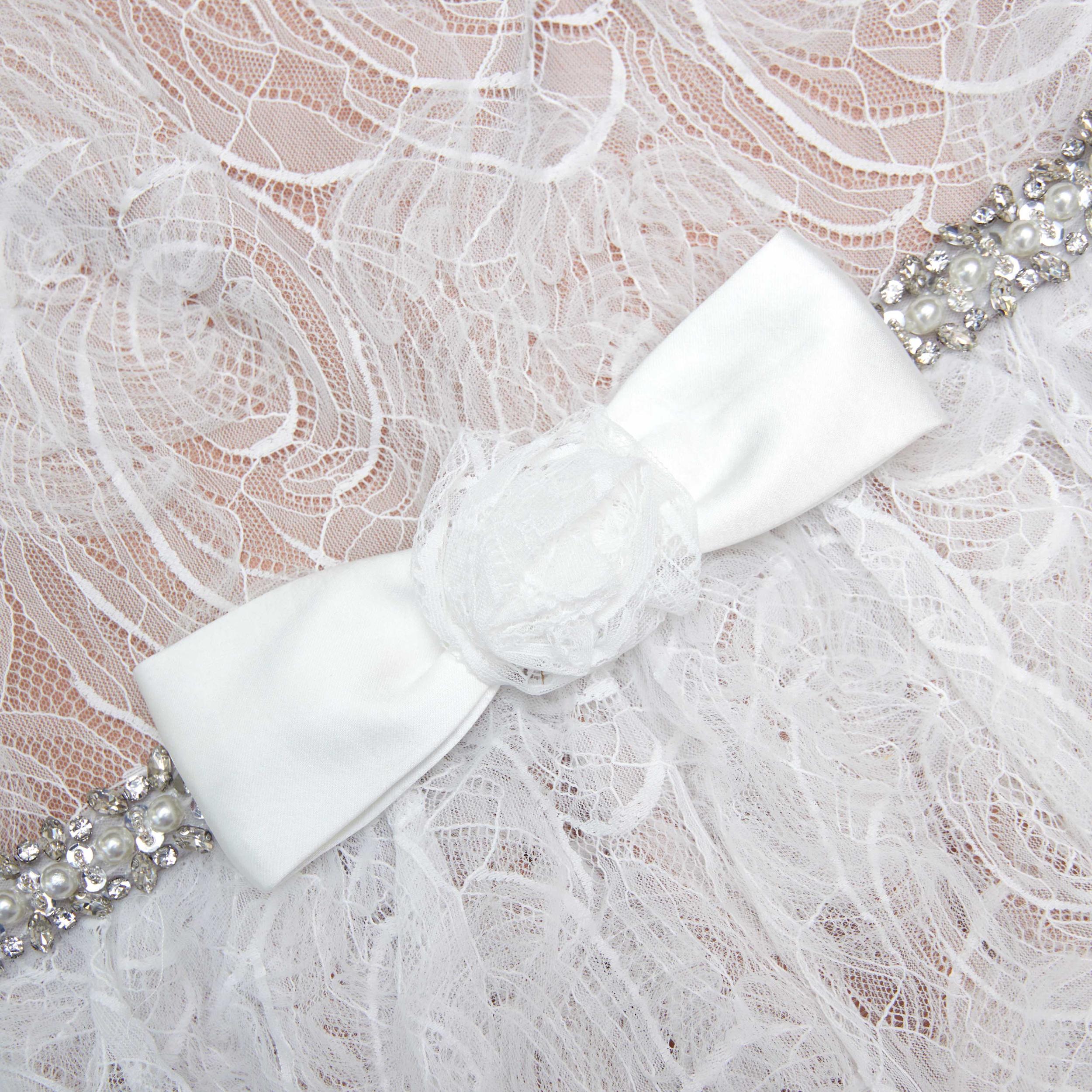 White Tulle Lace Maxi Dress Product Image