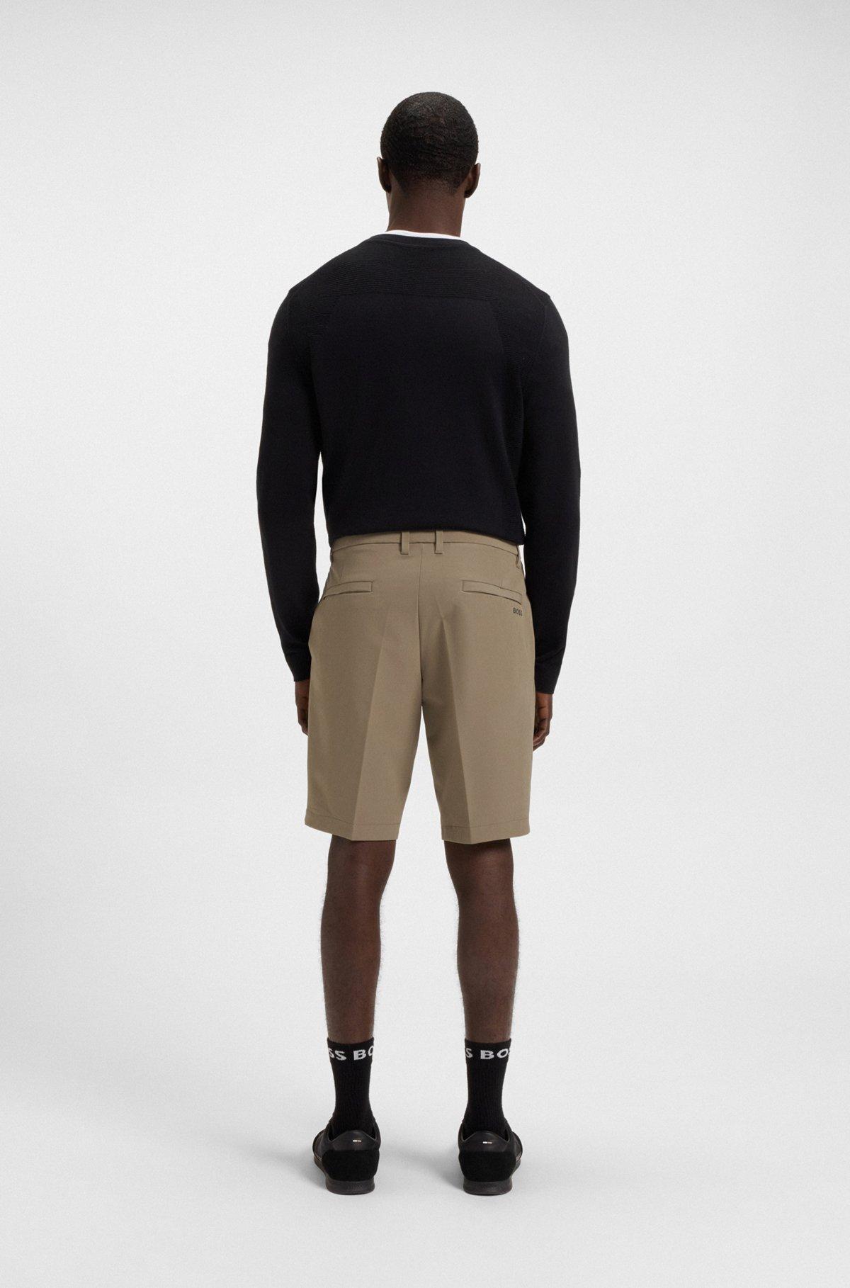 BOSS - Slim-fit shorts in water-repellent stretch fabric - Light Green Product Image