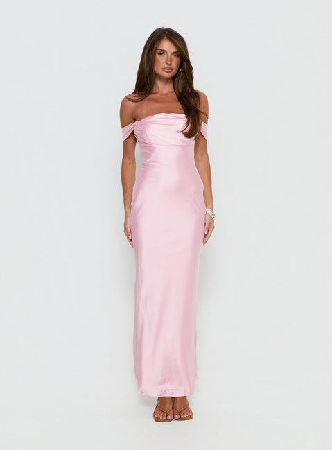 Azura Off The Shoulder Maxi Dress Pink Product Image