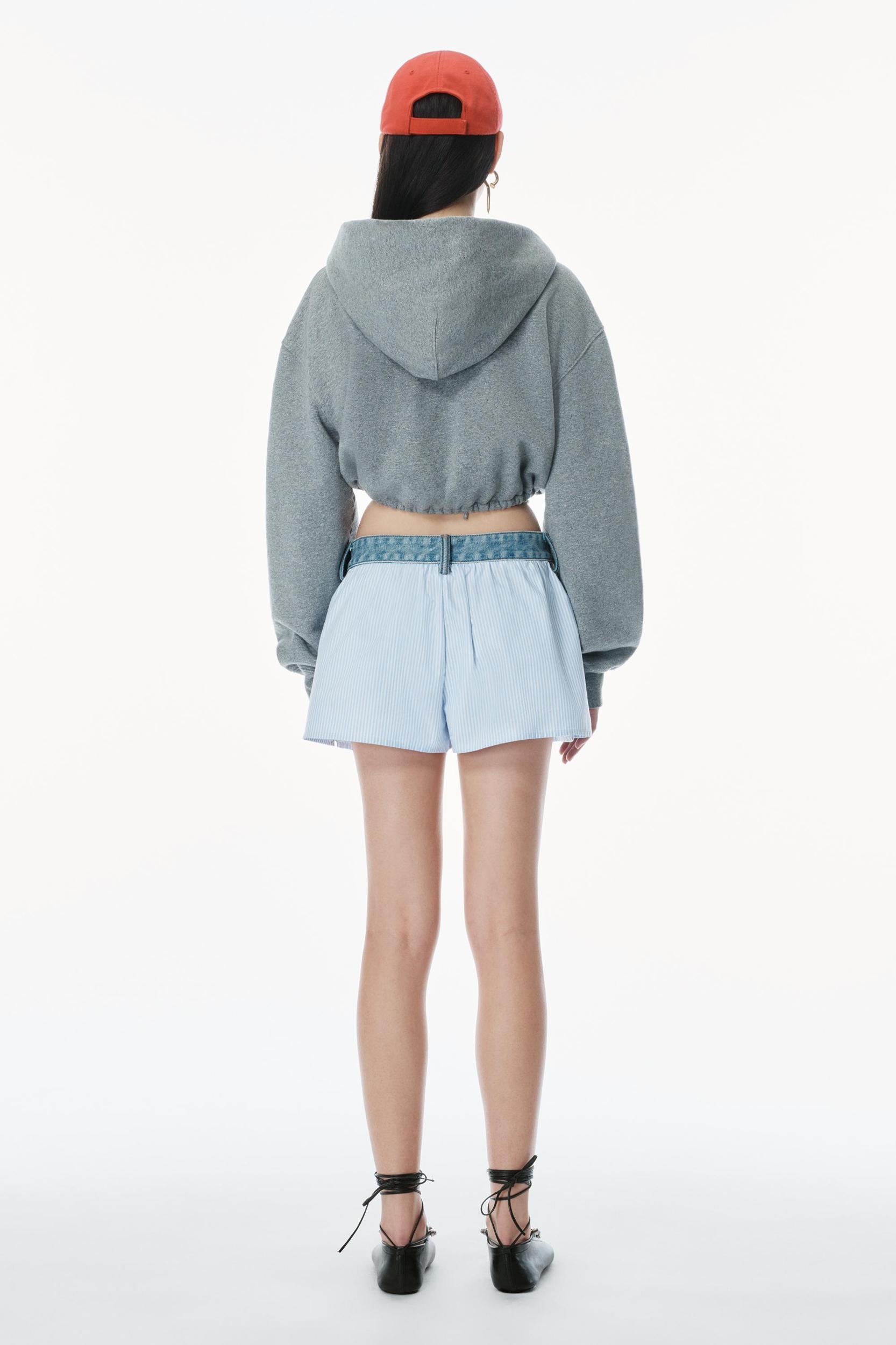 Cotton Oxford Boxer-style Shorts With Denim Waistband Product Image