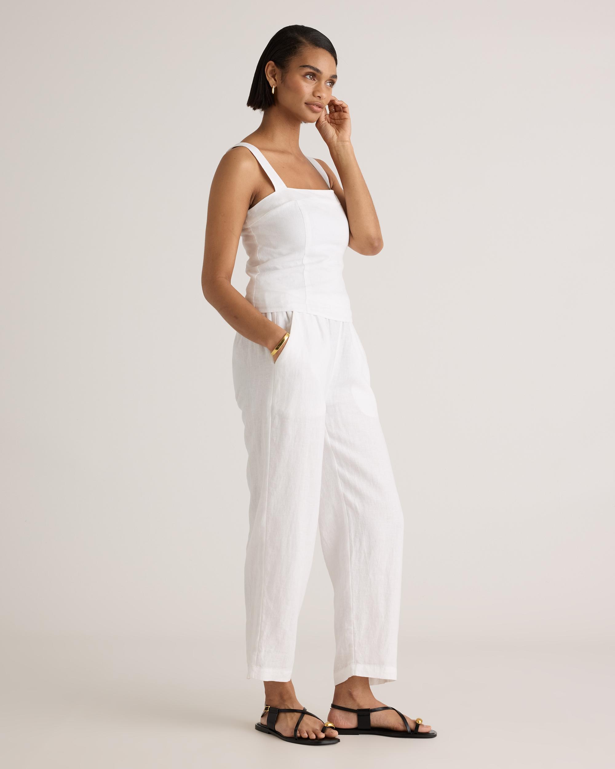 Quince | Women's 100% European Linen Fitted Tank Top Product Image