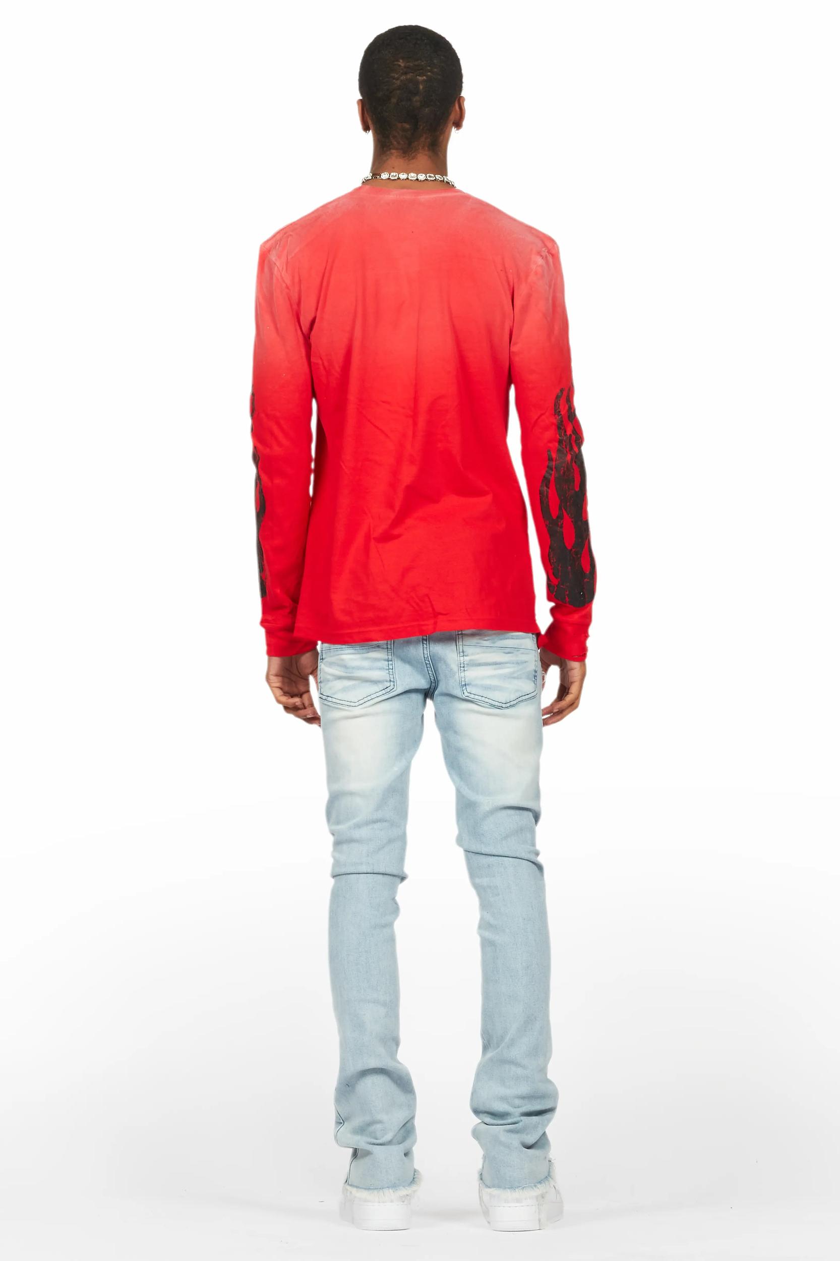 Amos Red Long Sleeve Graphic T-Shirt Male Product Image