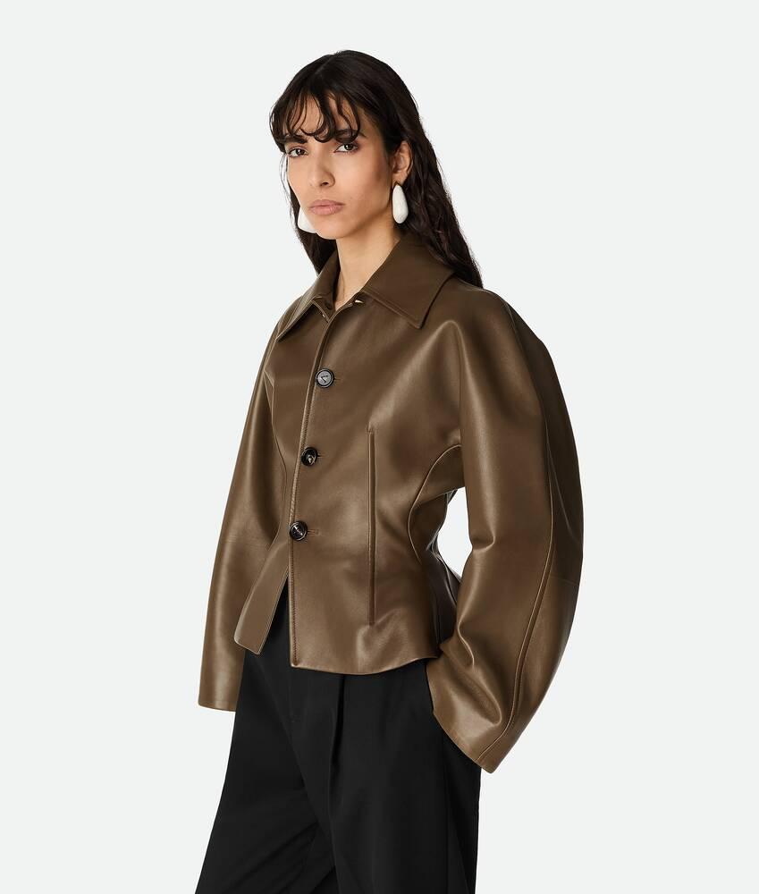 Women's Leather Jacket in Dark moss Product Image