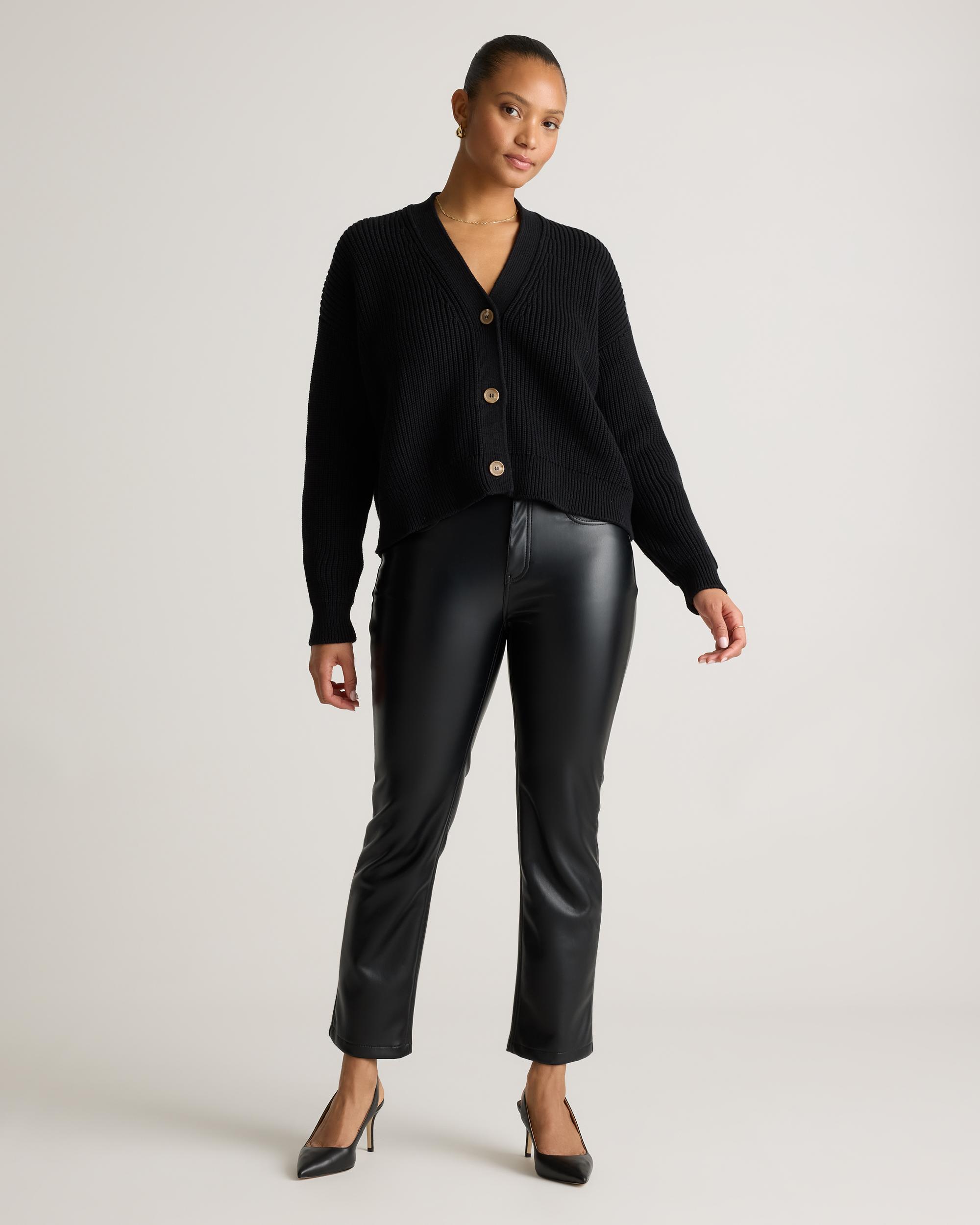 Quince | Women's Vegan Leather Straight Leg Pants Recycled Polyester Product Image