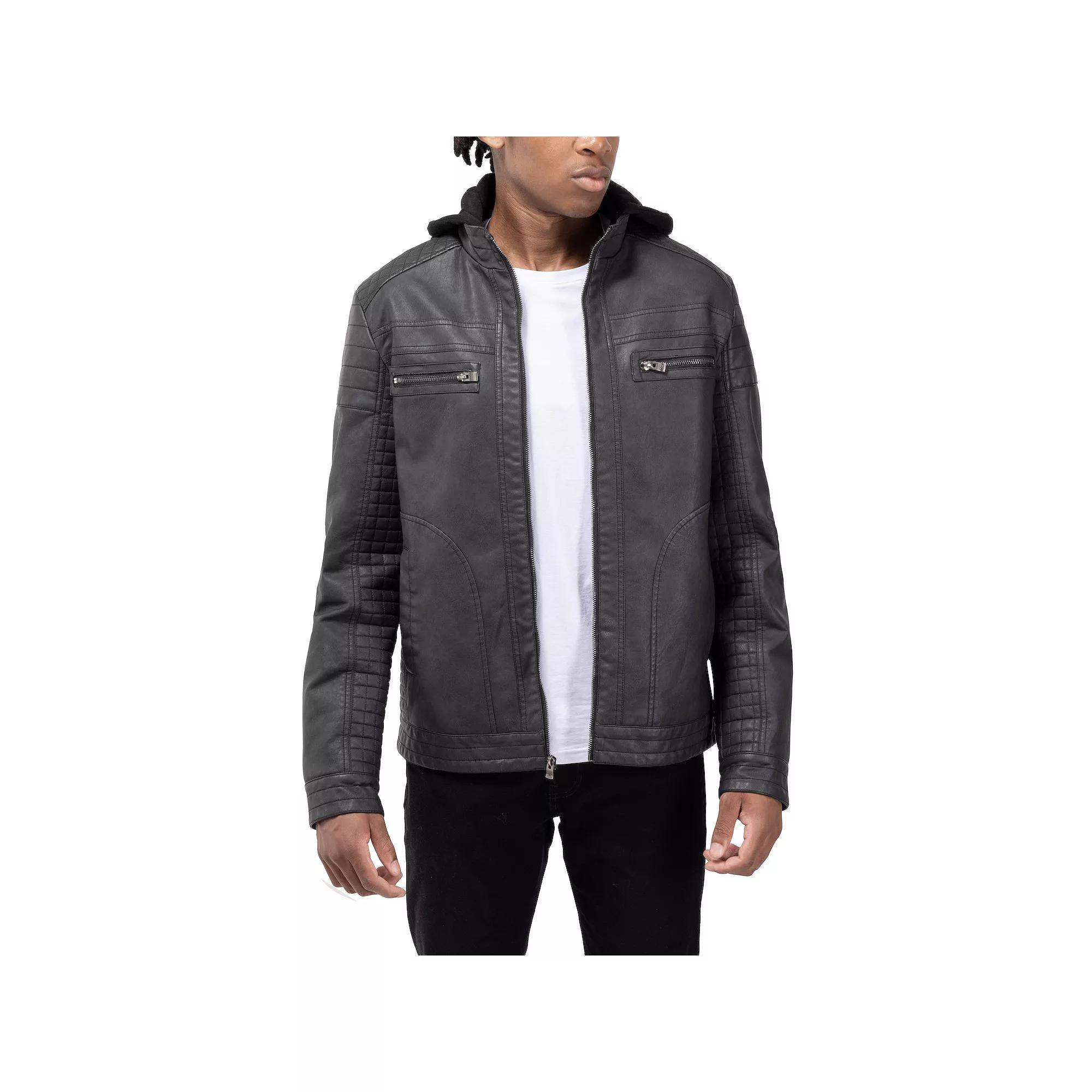 Men's Xray Faux Leather Jacket, Size: Small, Silver Product Image