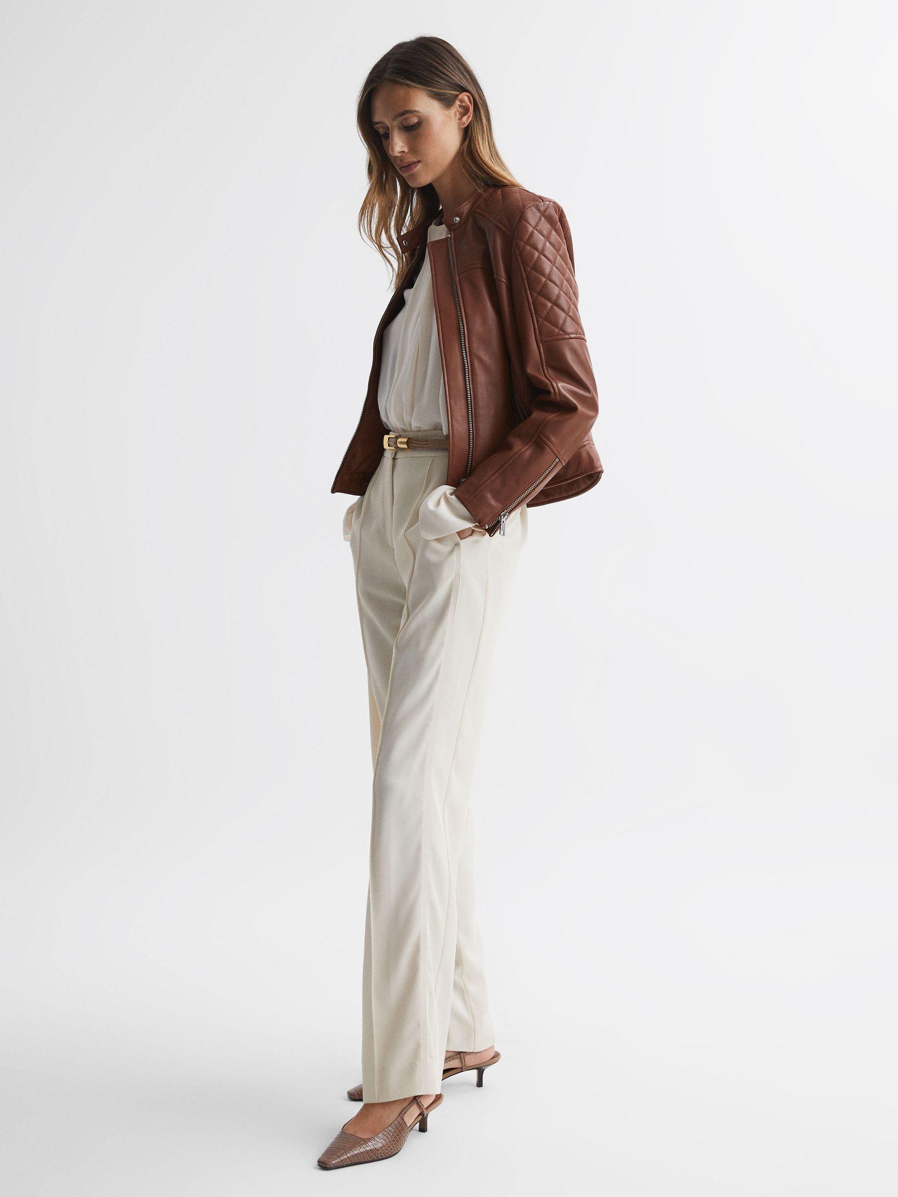 Leather Slingback Heels in Taupe Product Image