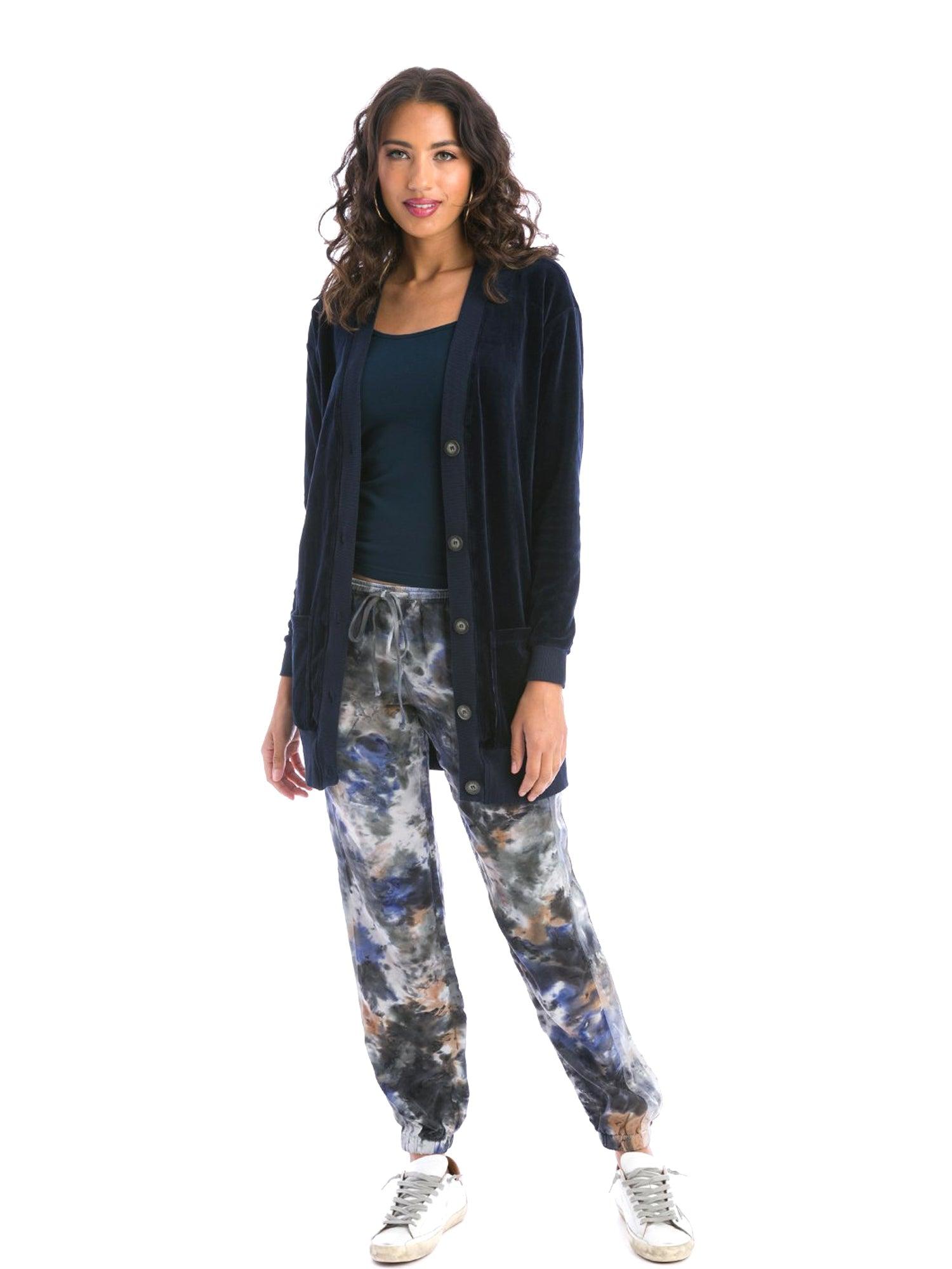 Hard Tail Velour Long Cardigan V-183 Product Image