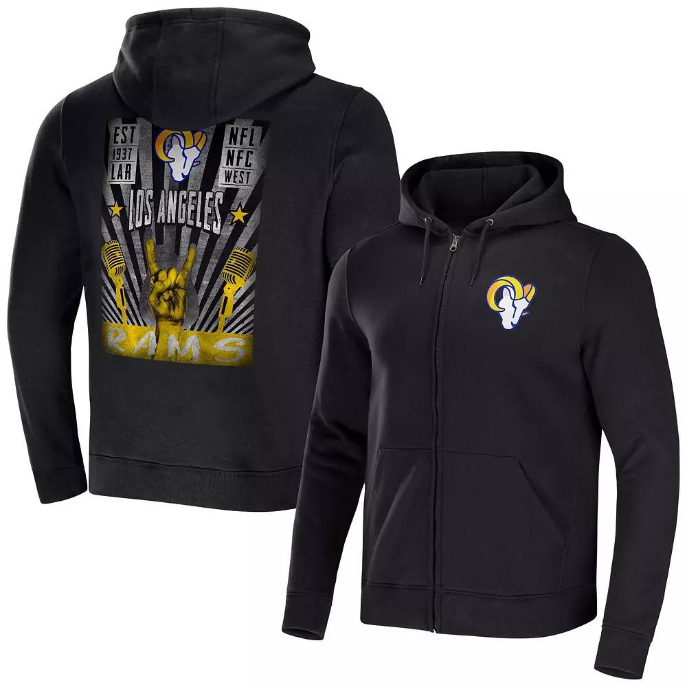 Men's NFL x Darius Rucker Collection by Fanatics Black Los Angeles Rams Rocker Full-Zip Hoodie,  Product Image