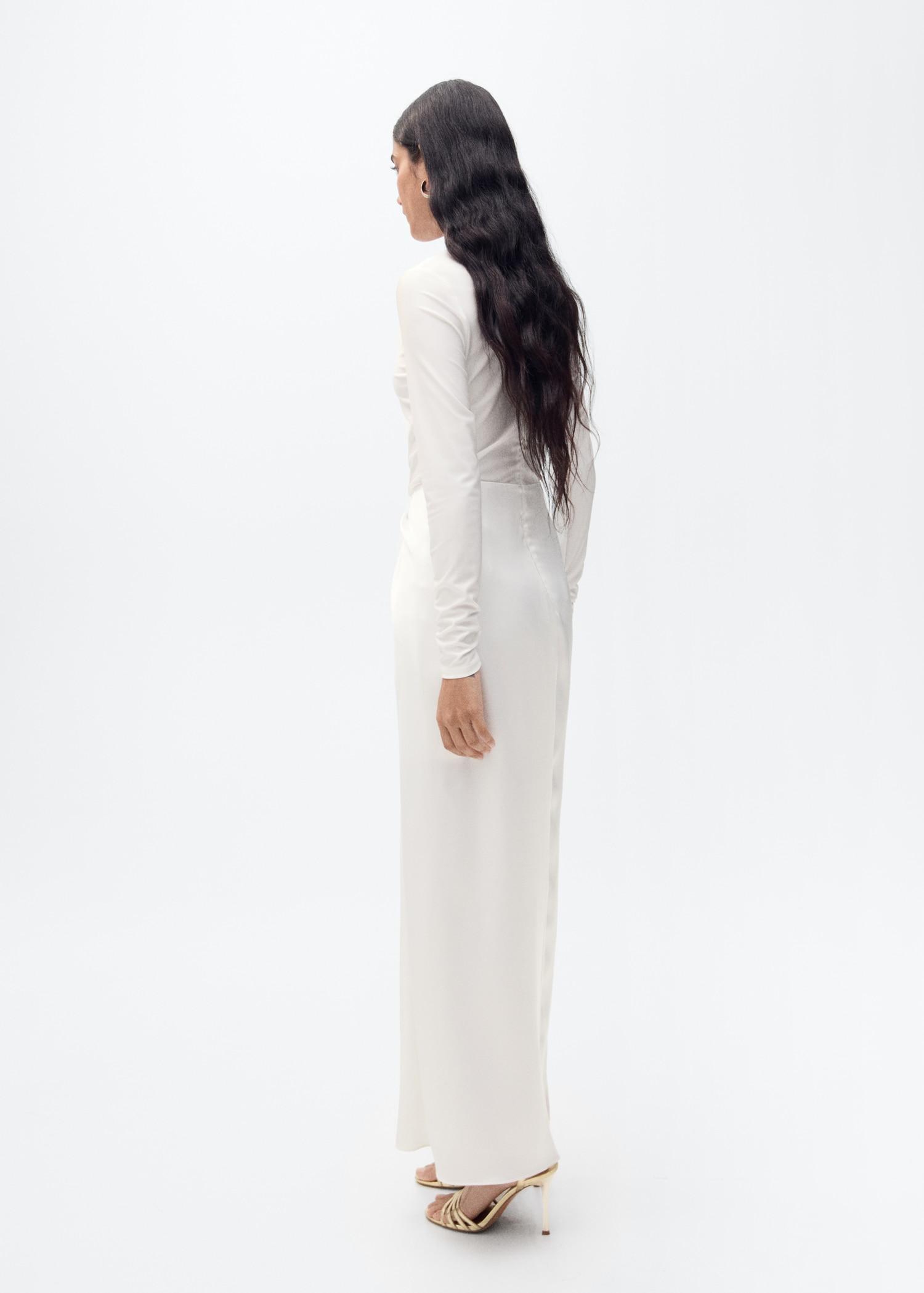 Combined-fabric long dress - Women | MANGO USA Product Image