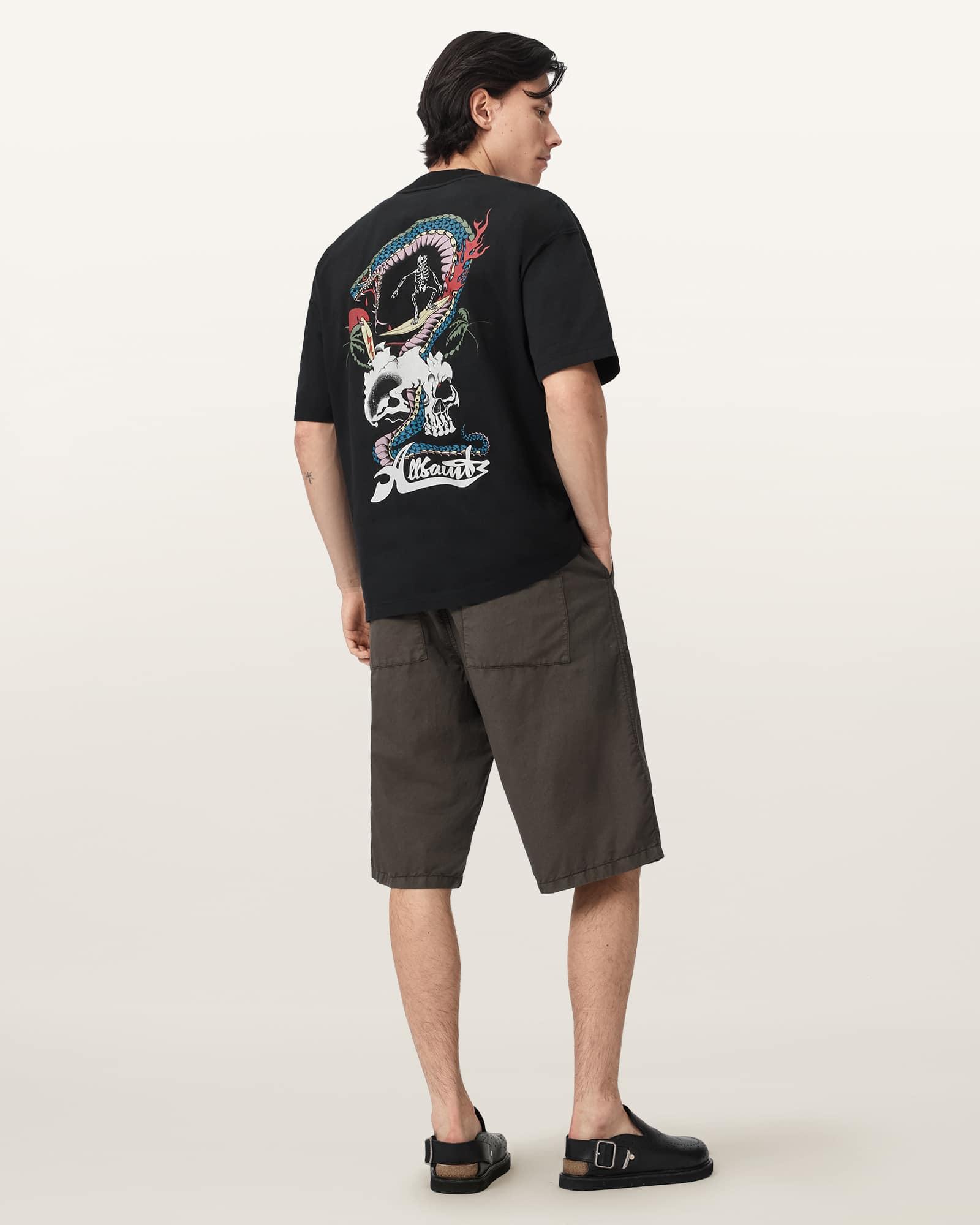 Snakepit Oversized Short Sleeve Graphic T-Shirt Washed Black | ALLSAINTS US Product Image