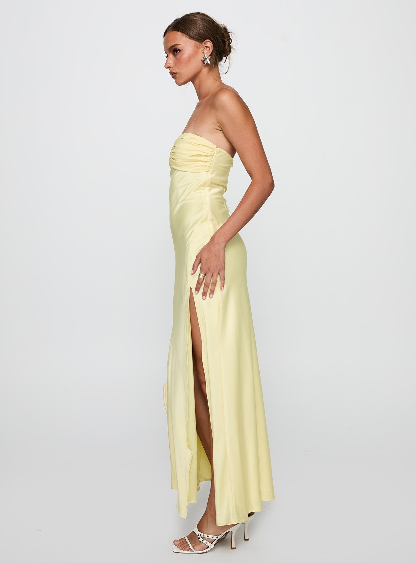Chevalier Strapless Maxi Dress Lemon Product Image