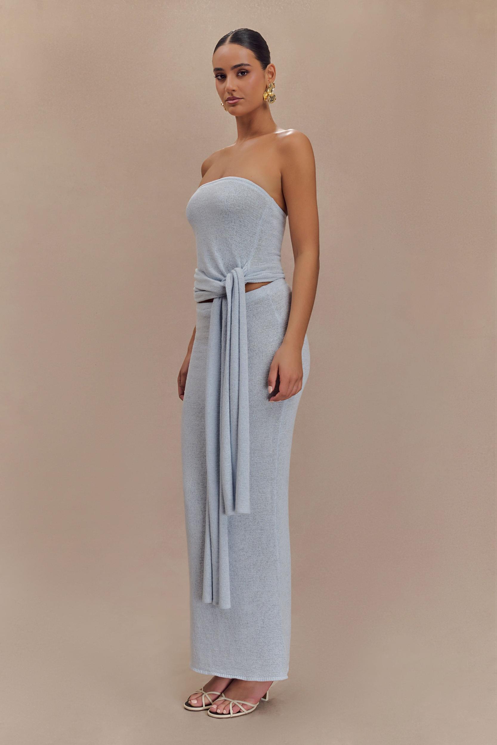 Phoebe Knit Maxi Skirt - Ice Blue Product Image