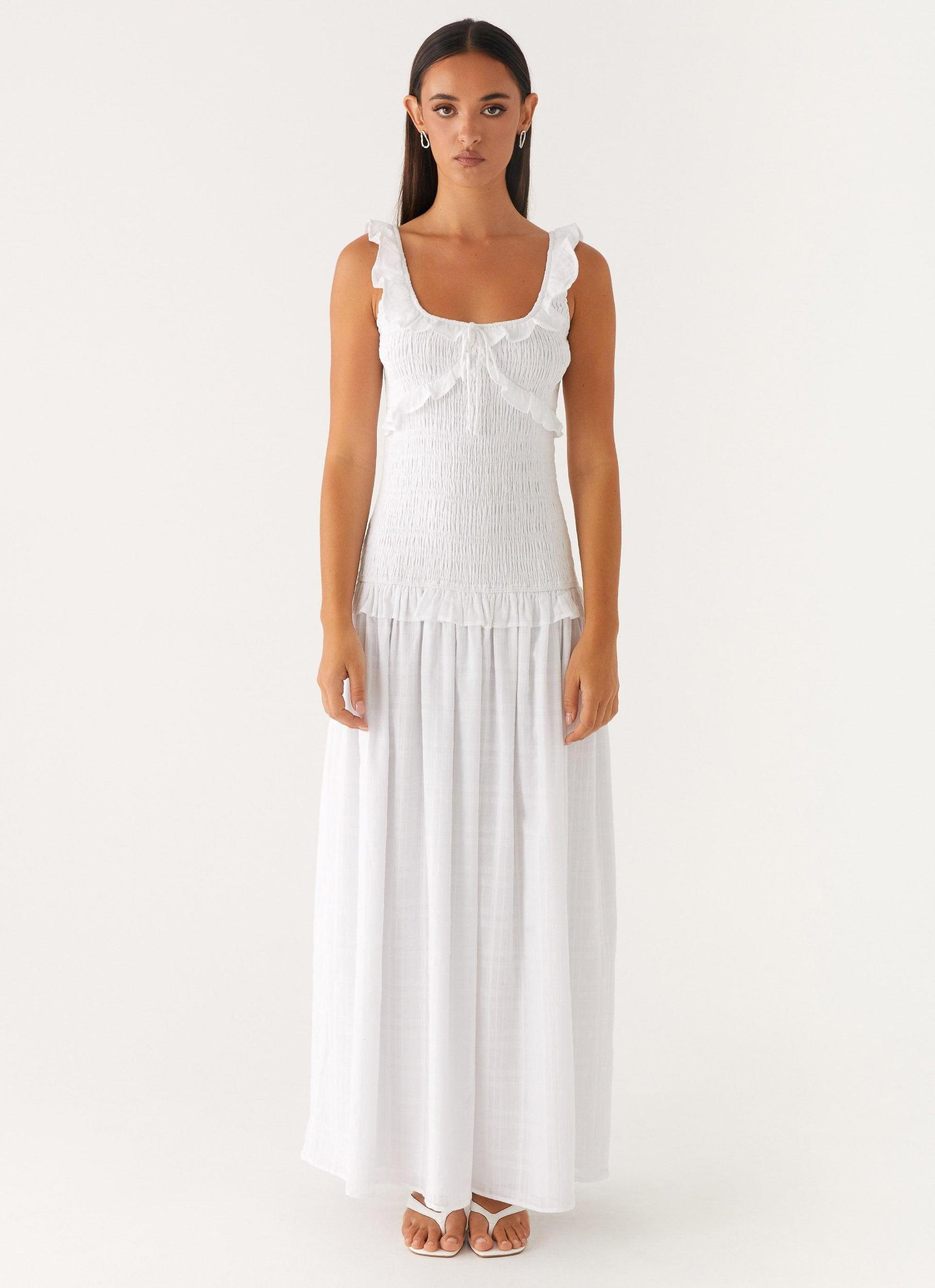Westlyn Shirred Maxi Dress - White Product Image