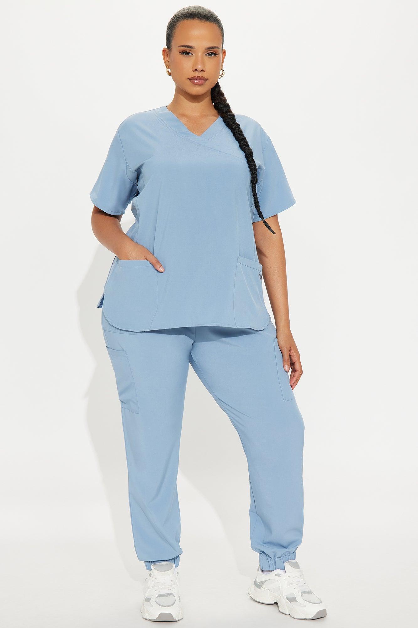 Feeling Better Stretch Scrub Uniform Jogger Set - Slate Blue Female Product Image