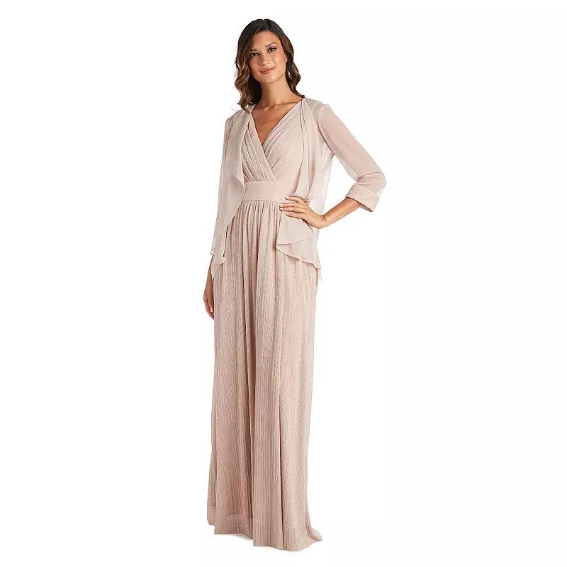Women's R&M Richards 2-piece Surplice Dress & Jacket Set, Size: 14, Beige Product Image
