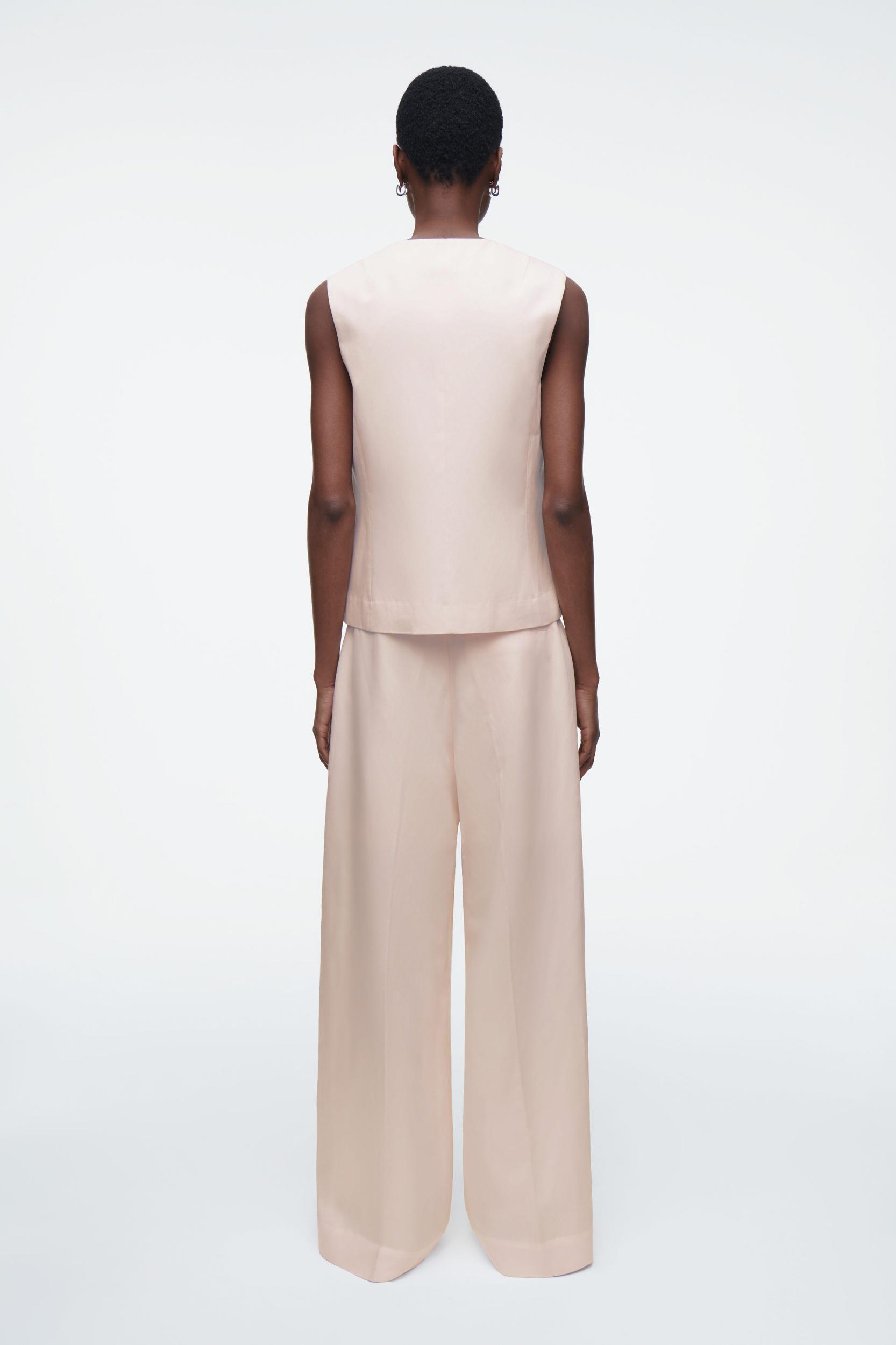 LINEN-BLEND TIE-FRONT VEST Product Image