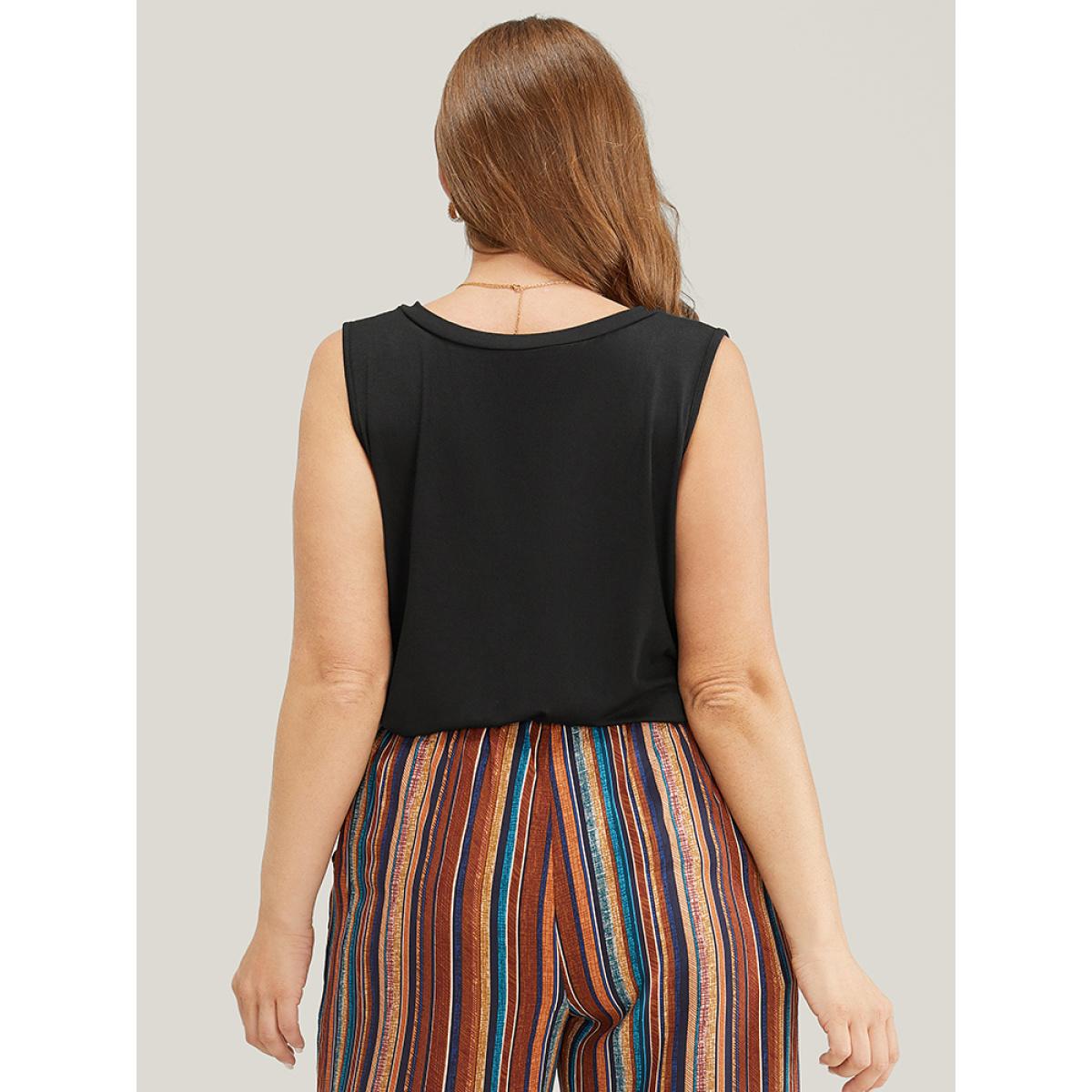 Plus Size Supersoft Essentials Very Stretchy Sleeveless Tank Top Women Black Basics V-neck Dailywear Tank Tops Camis BloomChic 10/M Product Image