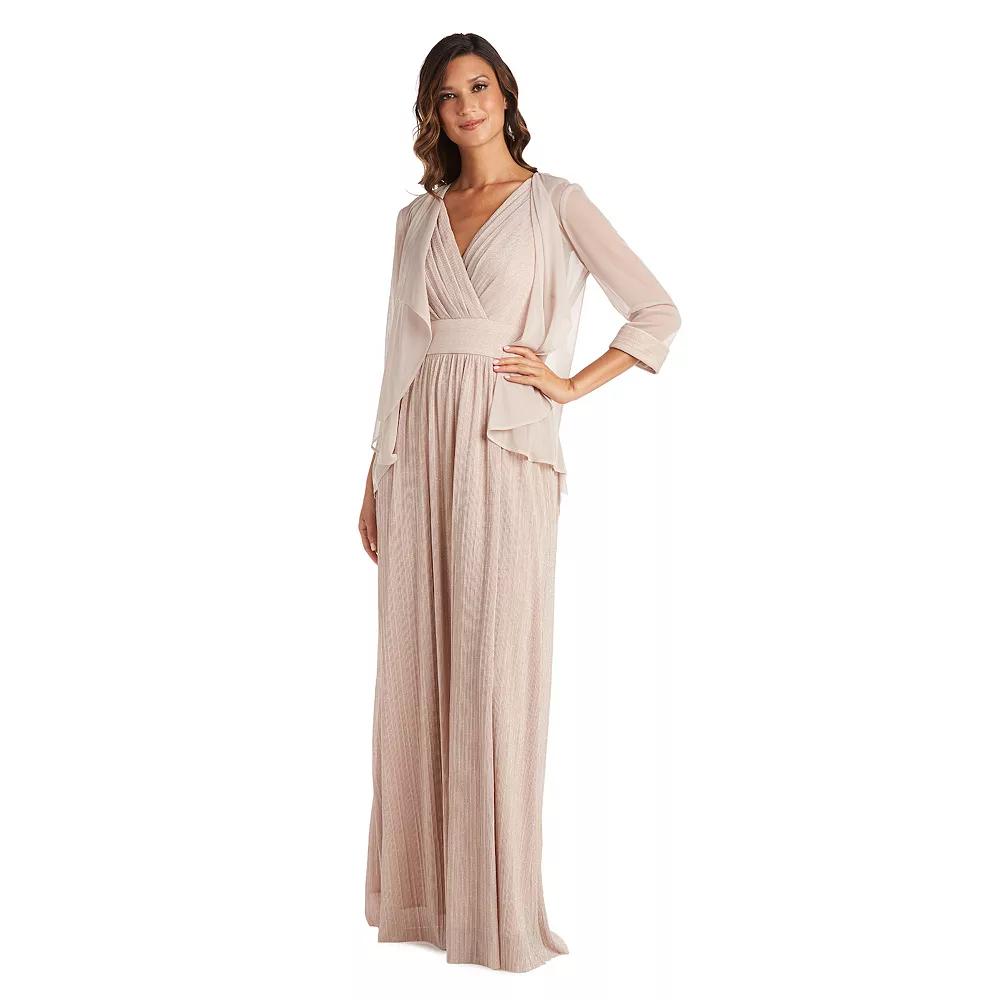 Women's R&M Richards 2-piece Surplice Dress & Jacket Set, Size: 14, Beige Product Image