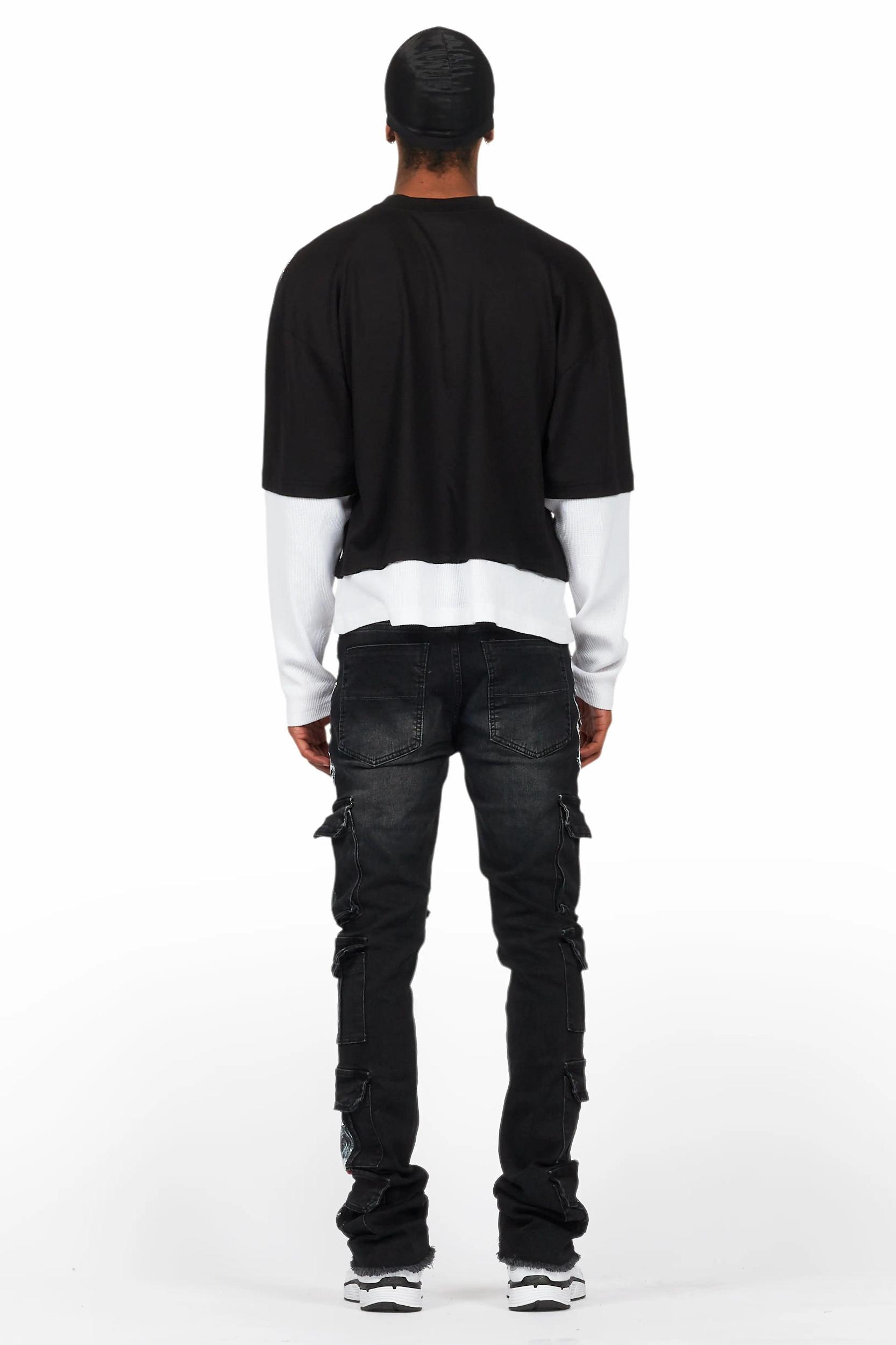 Farrow Black Painter Double Layer T-Shirt/Stacked Flare Jean Bundle Male Product Image