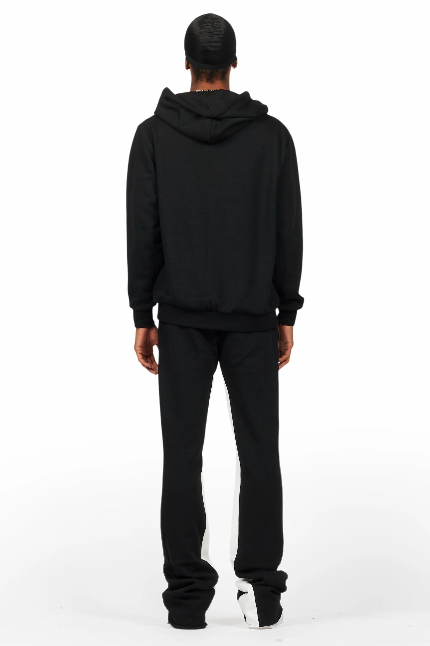 Basic Black/White Hoodie/Baggy Track Pant Set Male Product Image