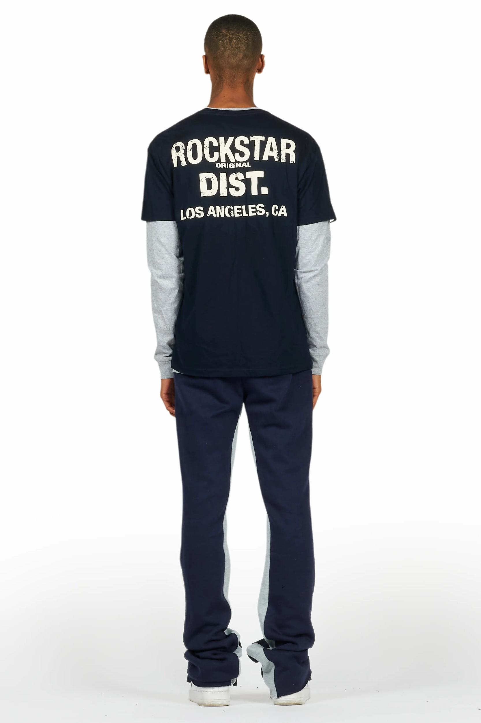 Berne Navy/Grey Double Layer T-Shirt/Baggy Pant Set Male Product Image