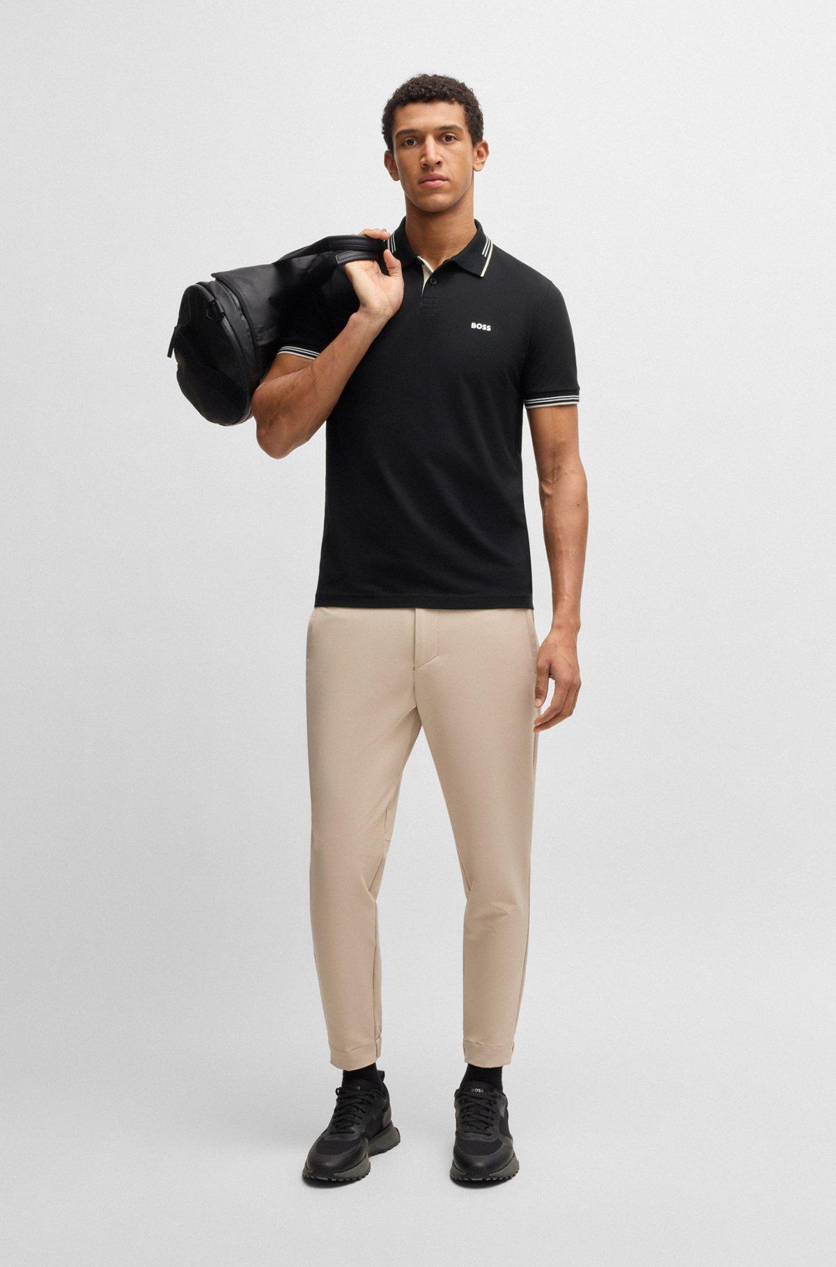 Stretch-cotton slim-fit polo shirt with branding Product Image