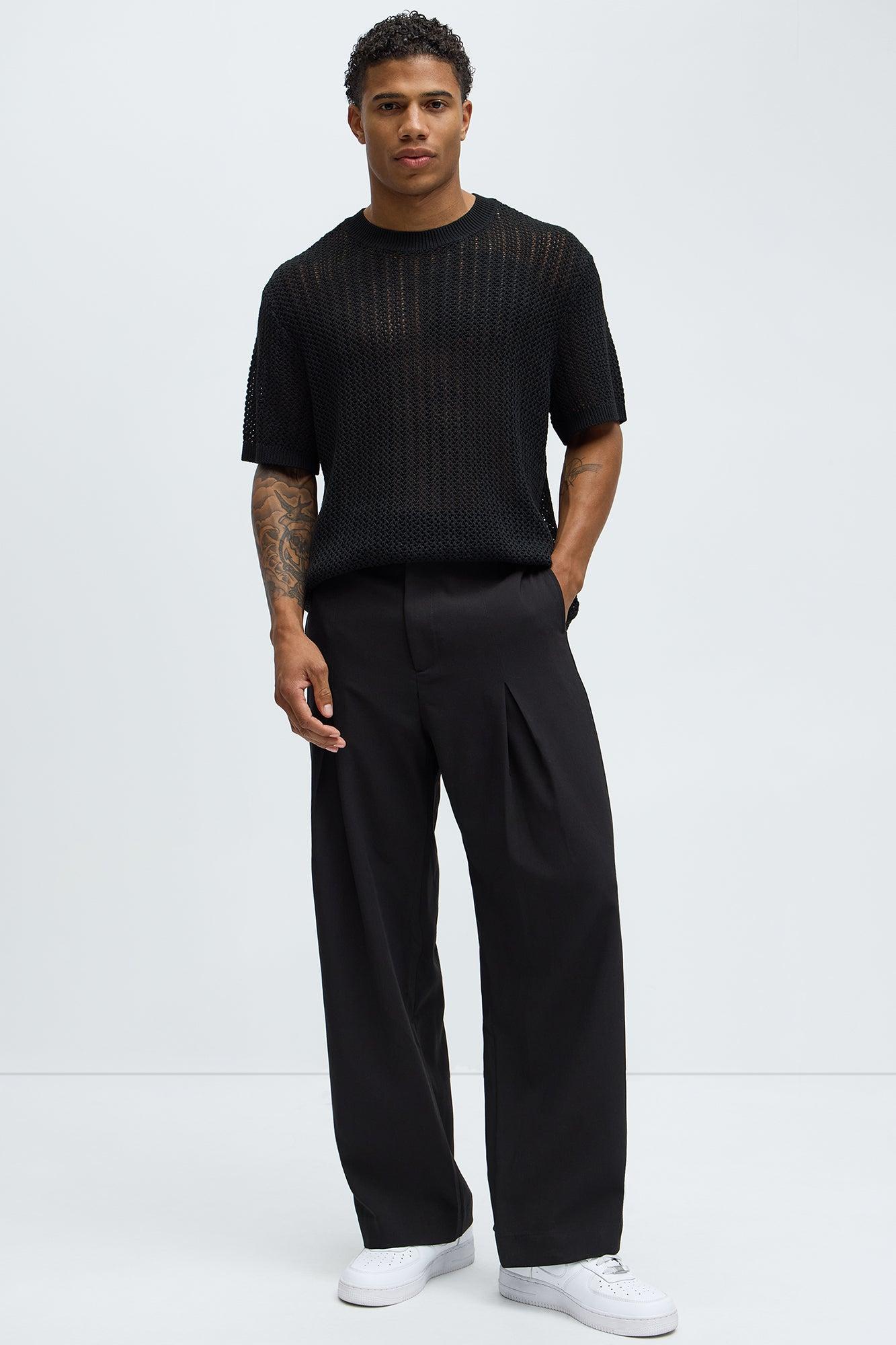 Jace Crochet Short Sleeve Tee - Black Product Image