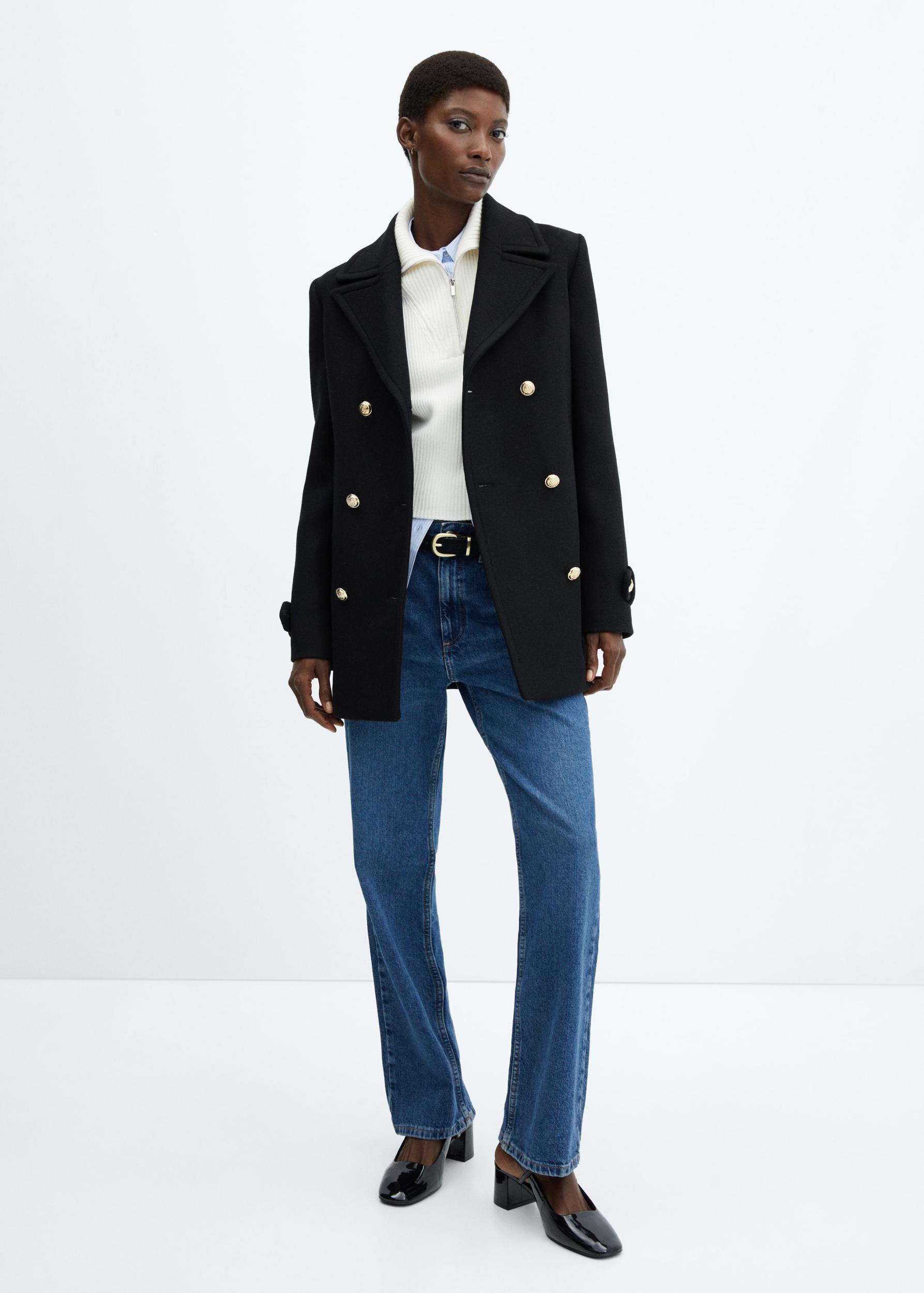 Wool coat with jewel buttons - Women | MANGO USA Product Image