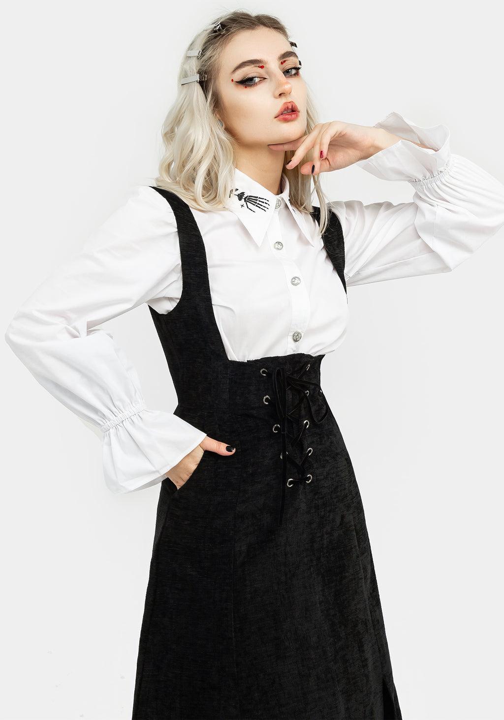 Valar Lace Up Midi Pinafore Dress Product Image