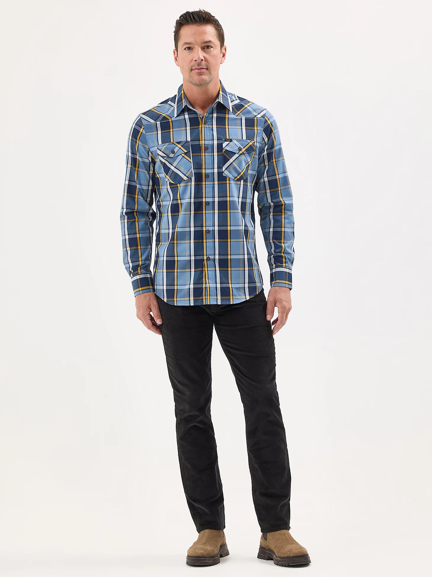 Men's Western Stretch Poplin Button Down Shirt | Men's Tops & Tees | Lee® Product Image