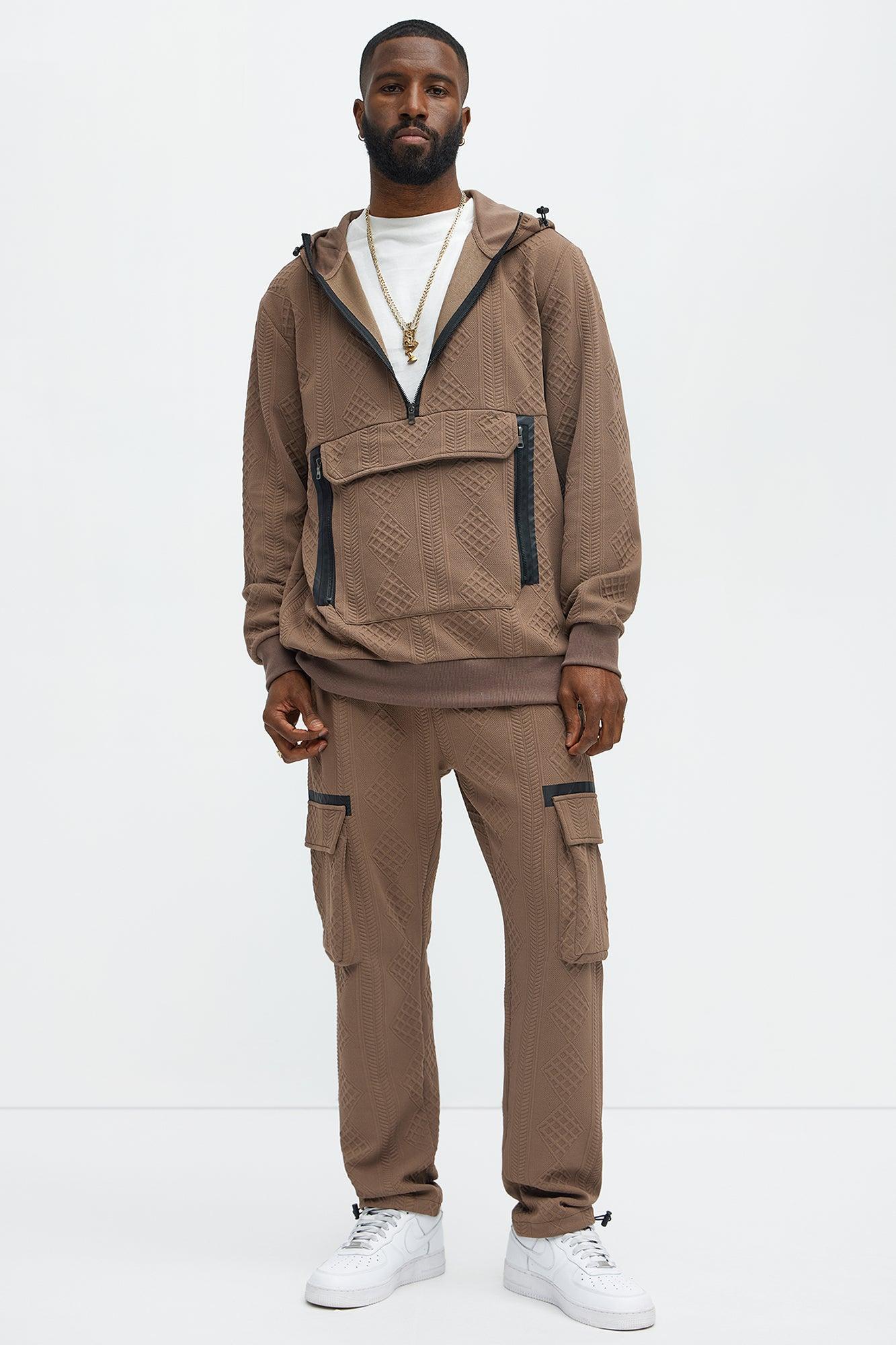 Practical Quarter Zip Hoodie - Brown Product Image