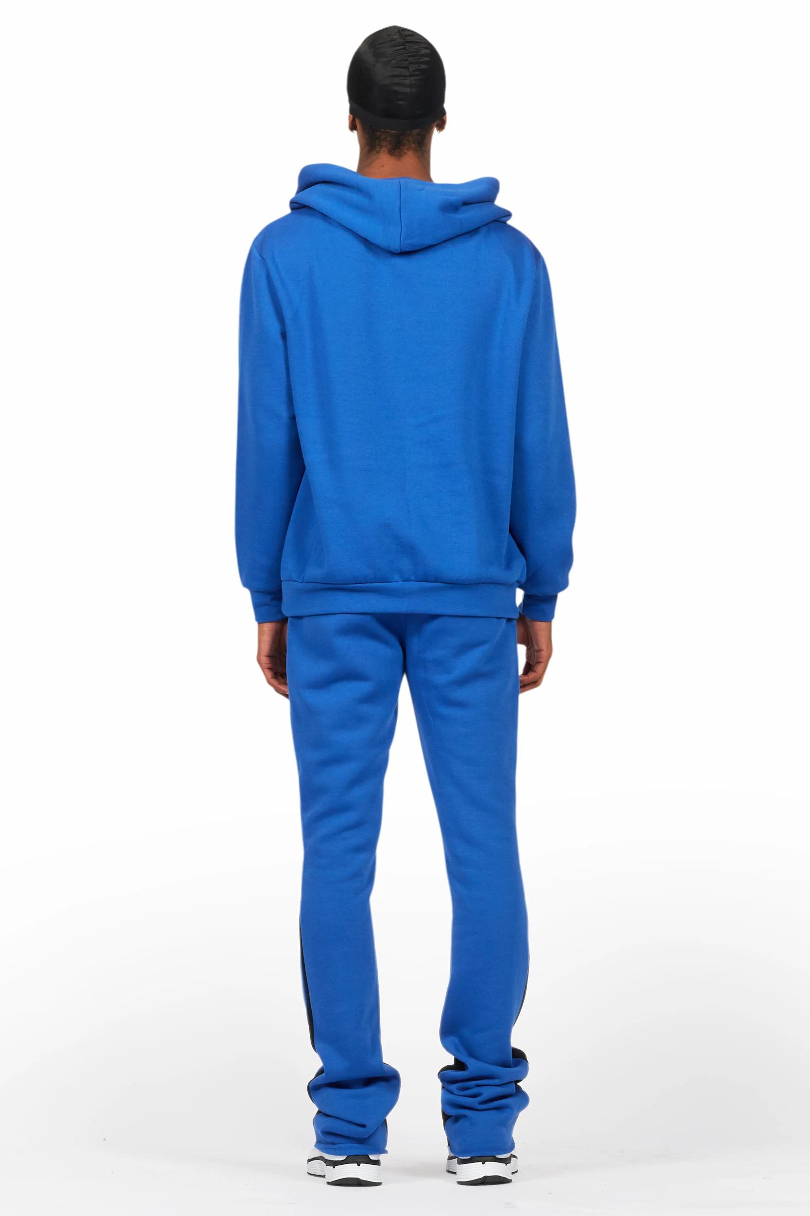 Basic Royal Blue Hoodie/Stacked Flare Track Set Male Product Image