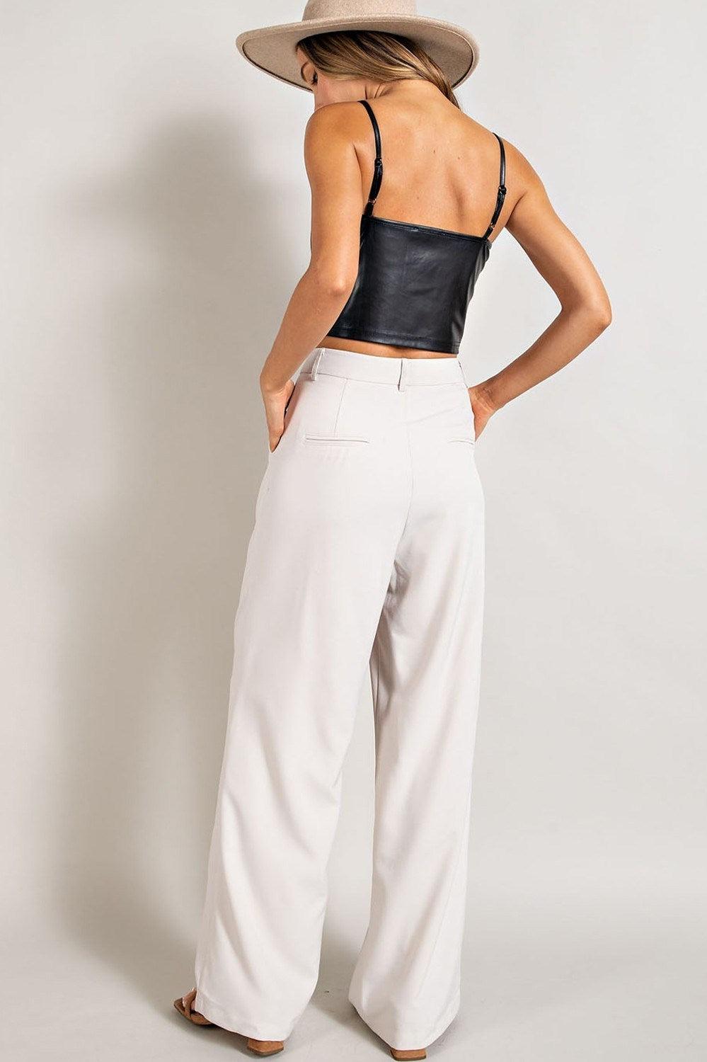 Clarissa Oatmeal Straight Leg Pants (Small to 2X) Product Image