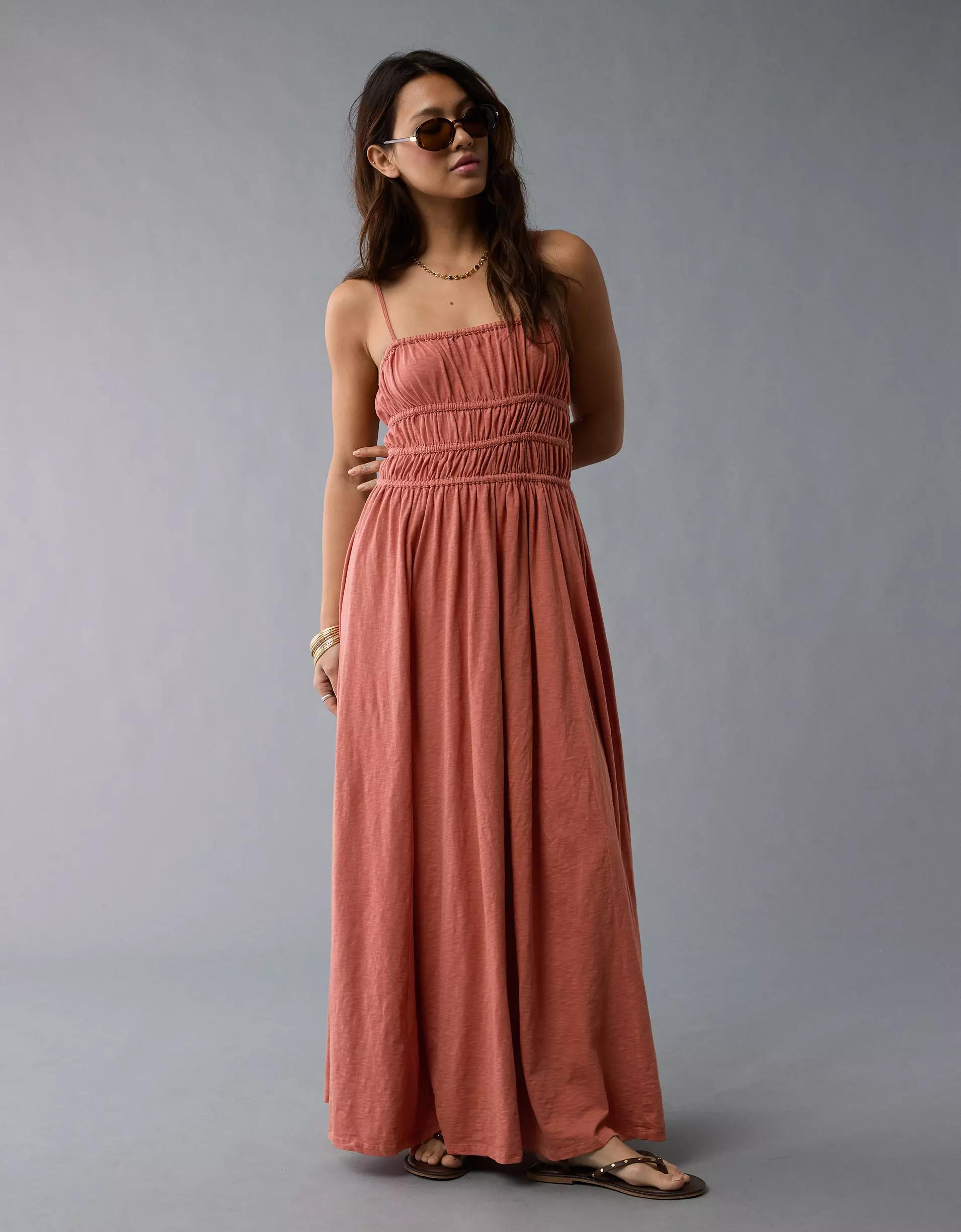 AE Sunchaser Knit Smocked Bodice Midi Dress Product Image