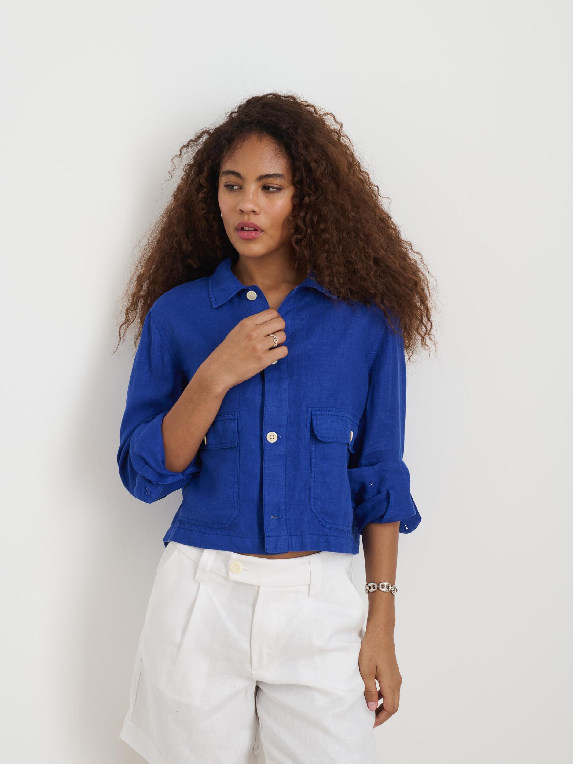 Cropped Work Jacket In Linen Product Image
