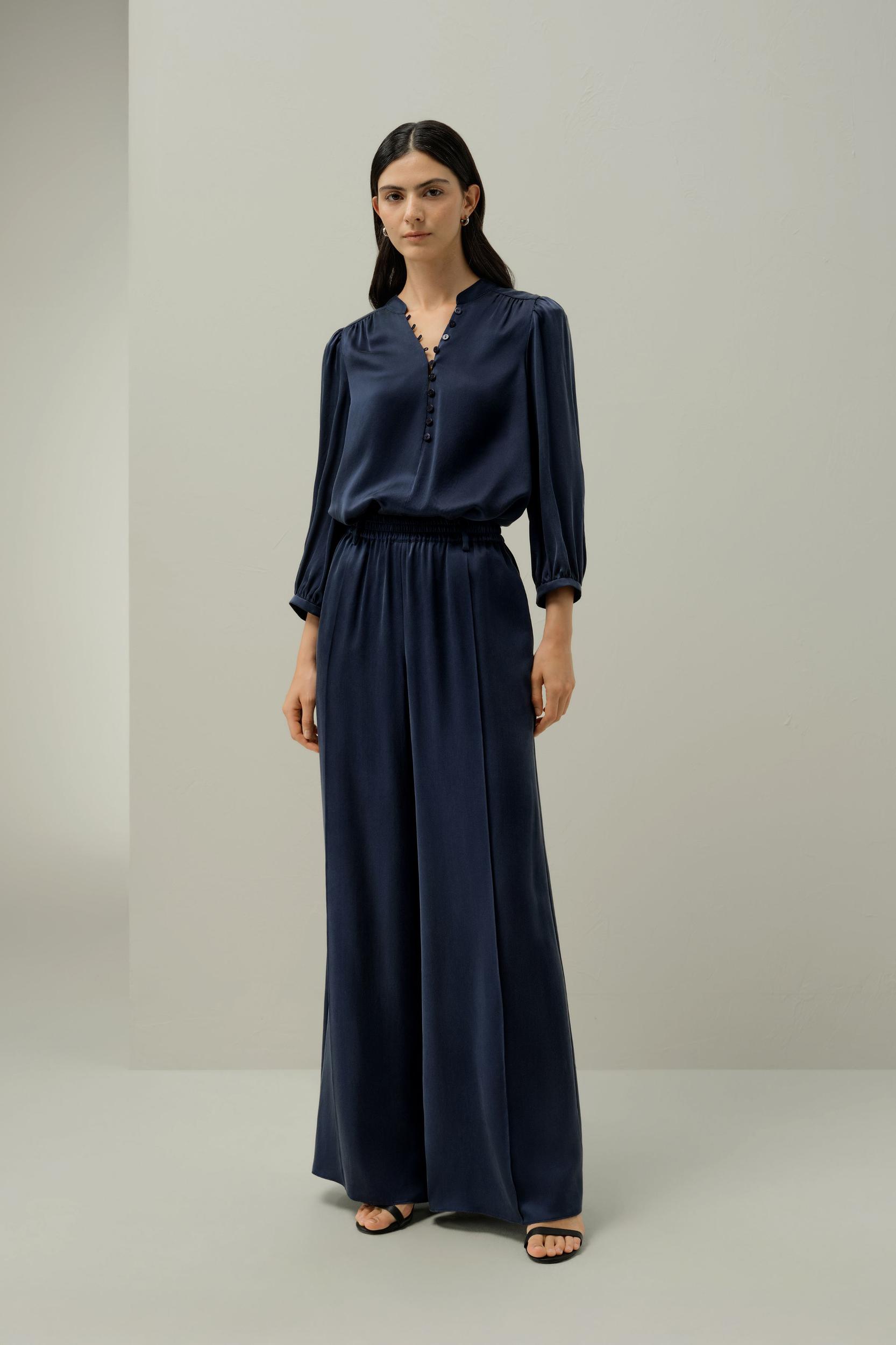 LILYSILK x Melissa Murrell Silk Suede Wide-Leg Pants Product Image