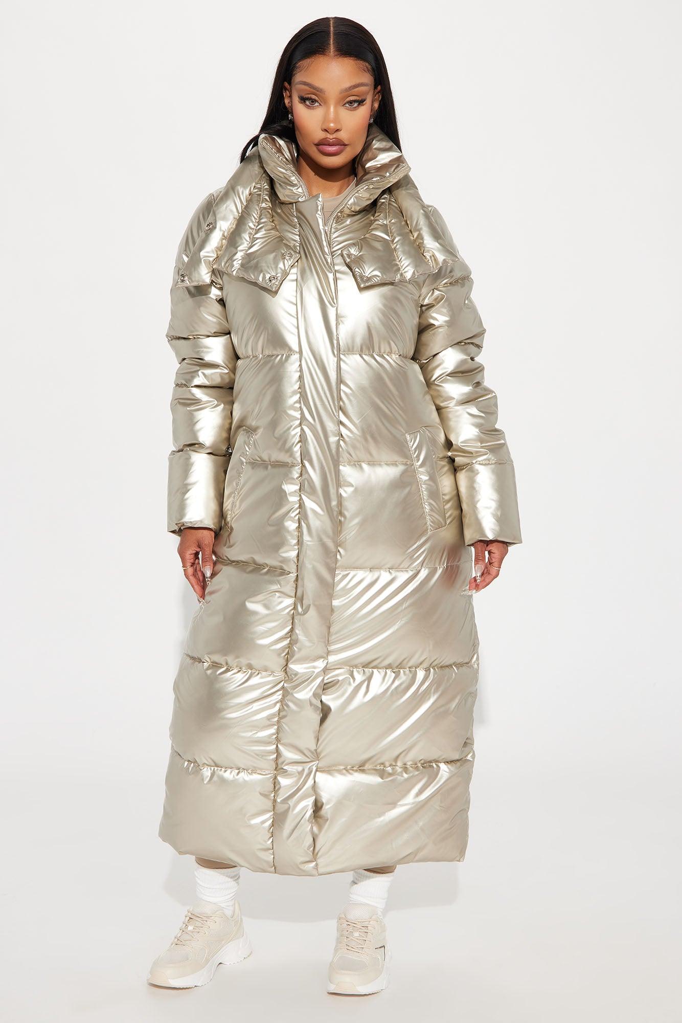 Not Sorry About It Metallic Puffer - Gold Product Image